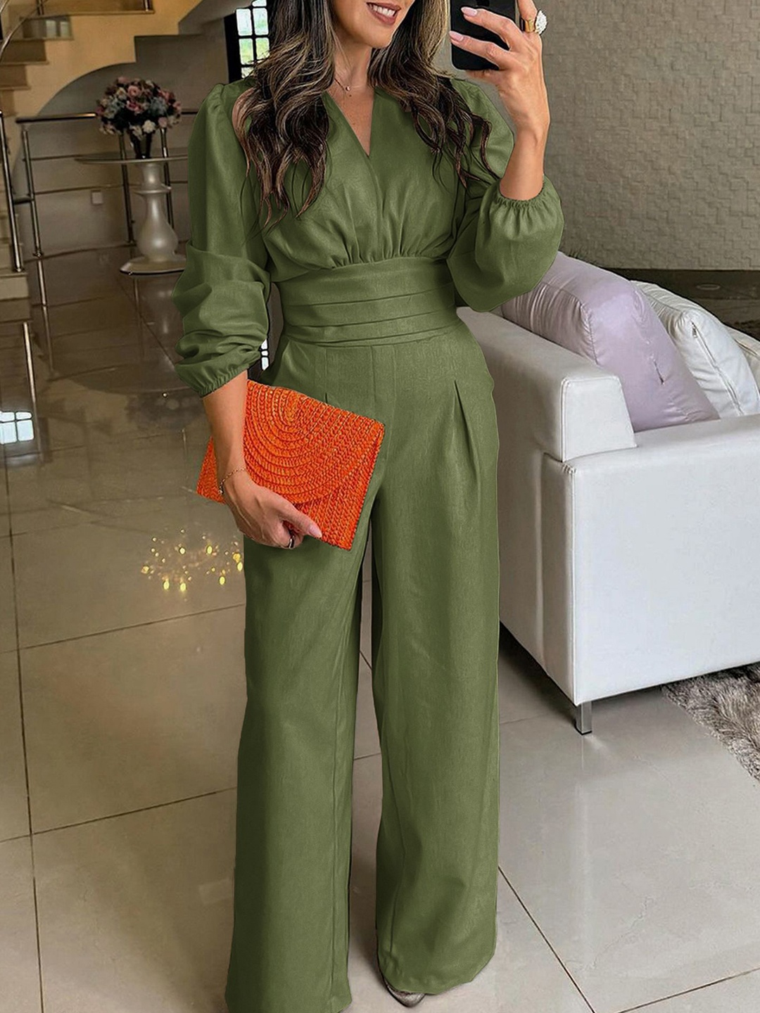 

StyleCast x Revolte Women V-neck Culotte Jumpsuit, Green