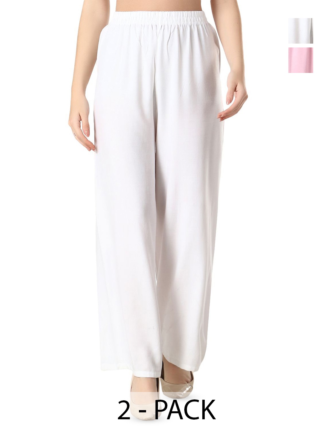 

Aartej Pack Of 2 Women Knitted Casual Palazzos, White