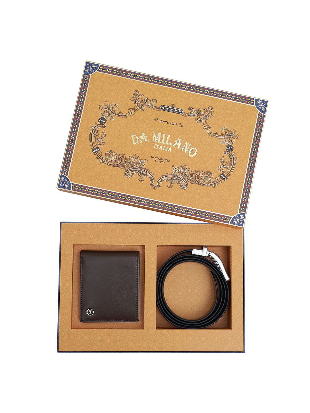 

Da Milano Men Accessory Gift Set of Wallet and Belt Comes with a box, Brown