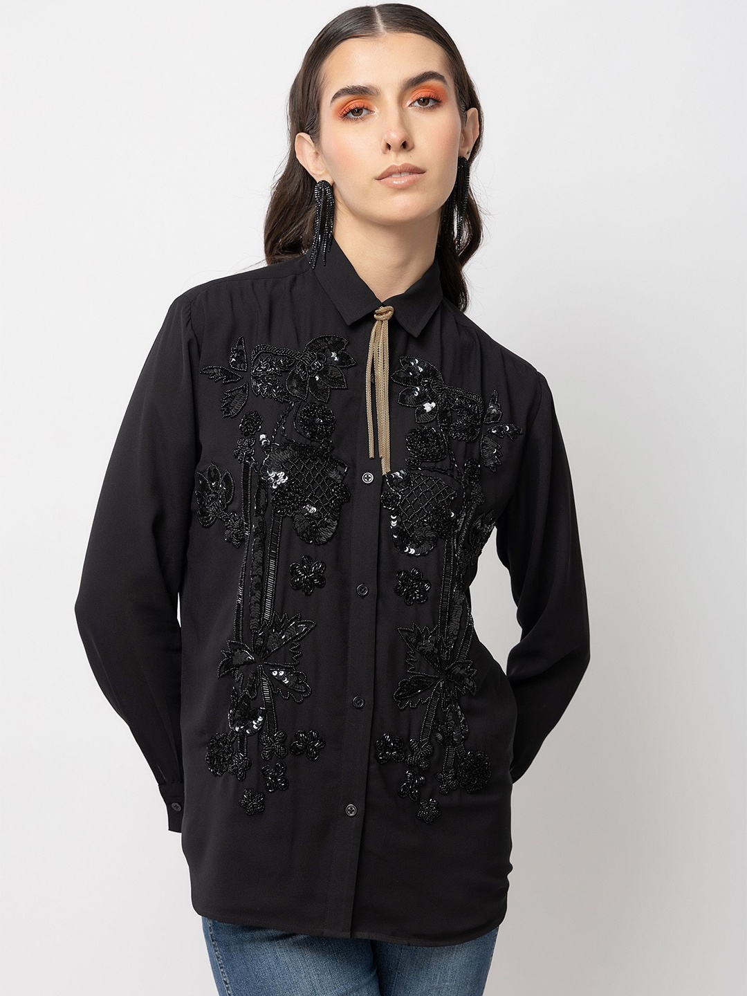 

Diwaah Women Standard Party Shirt, Black