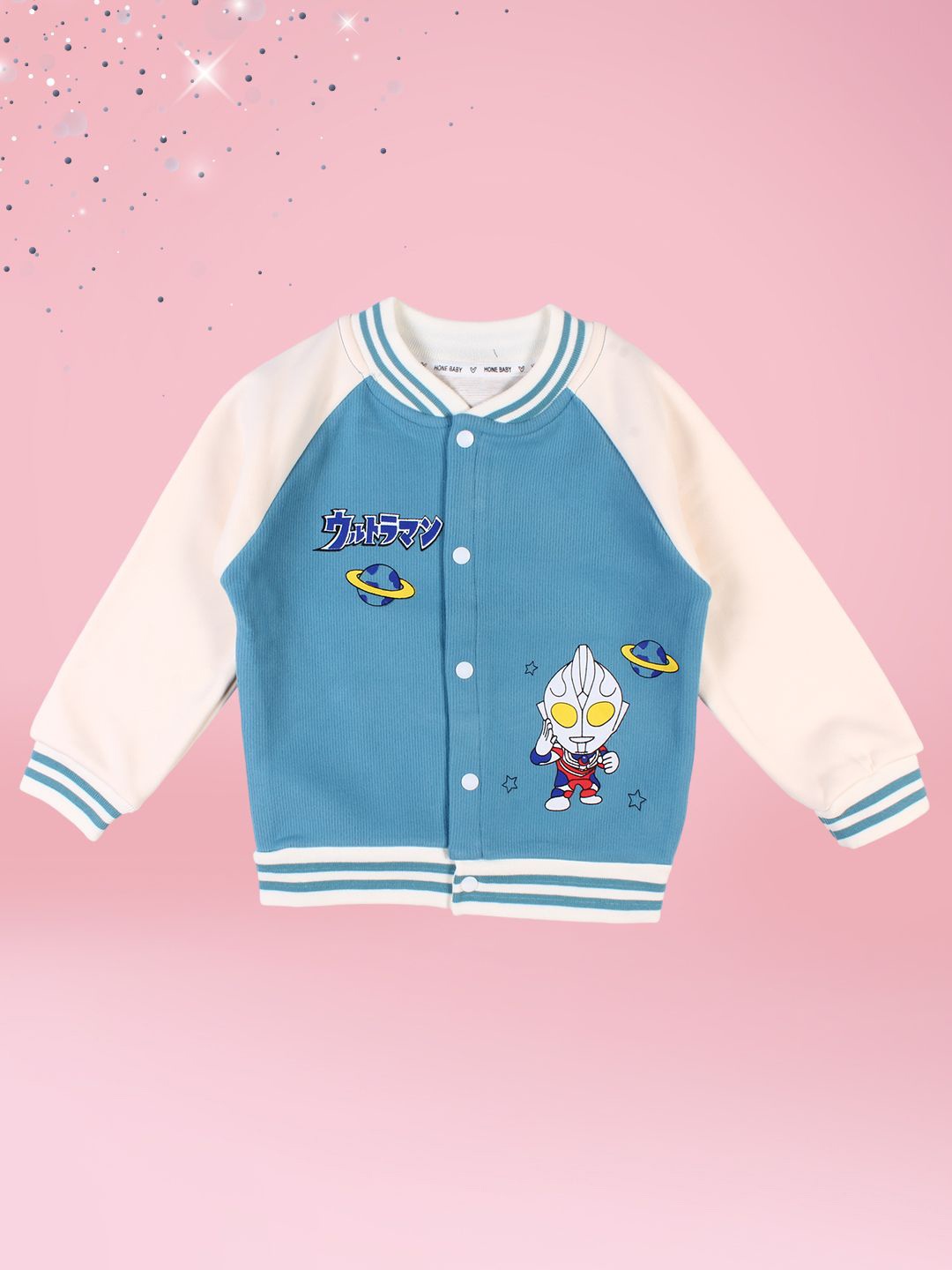 

CUTECUMBER Girls Colourblocked Fleece Varsity Jacket, Green