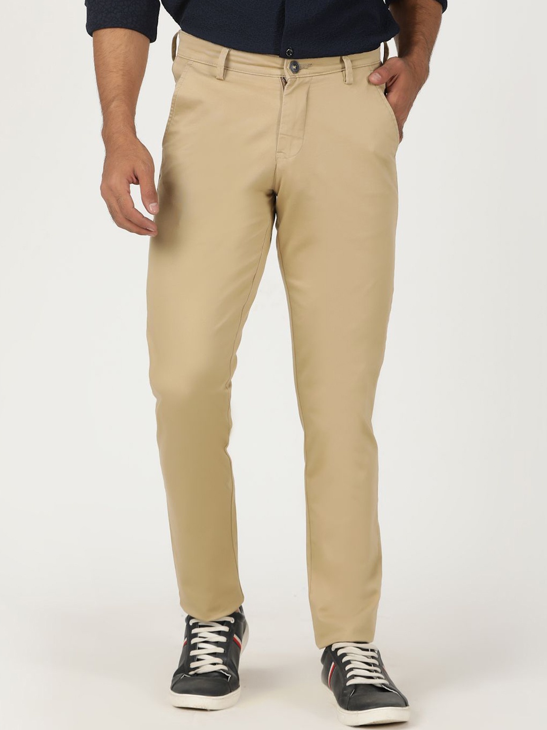 

Greenfibre Men Slim Fit Regular Trousers, Beige