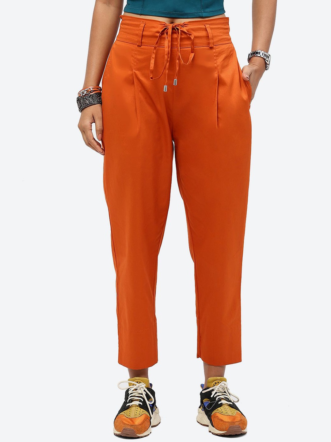 

Baawri Women Mid-Rise Regular Fit Trousers, Orange