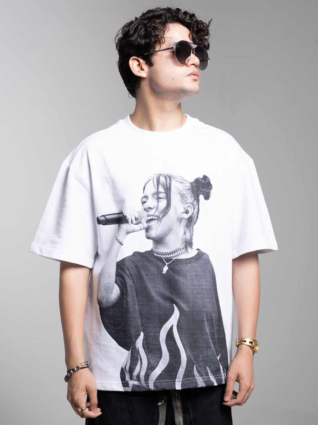 

Altstreetz Men Printed Monochrome T-shirt, White