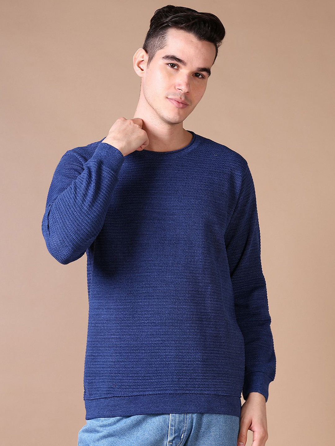 

V-Mart Men Round Neck Long Sleeves Pullover, Blue