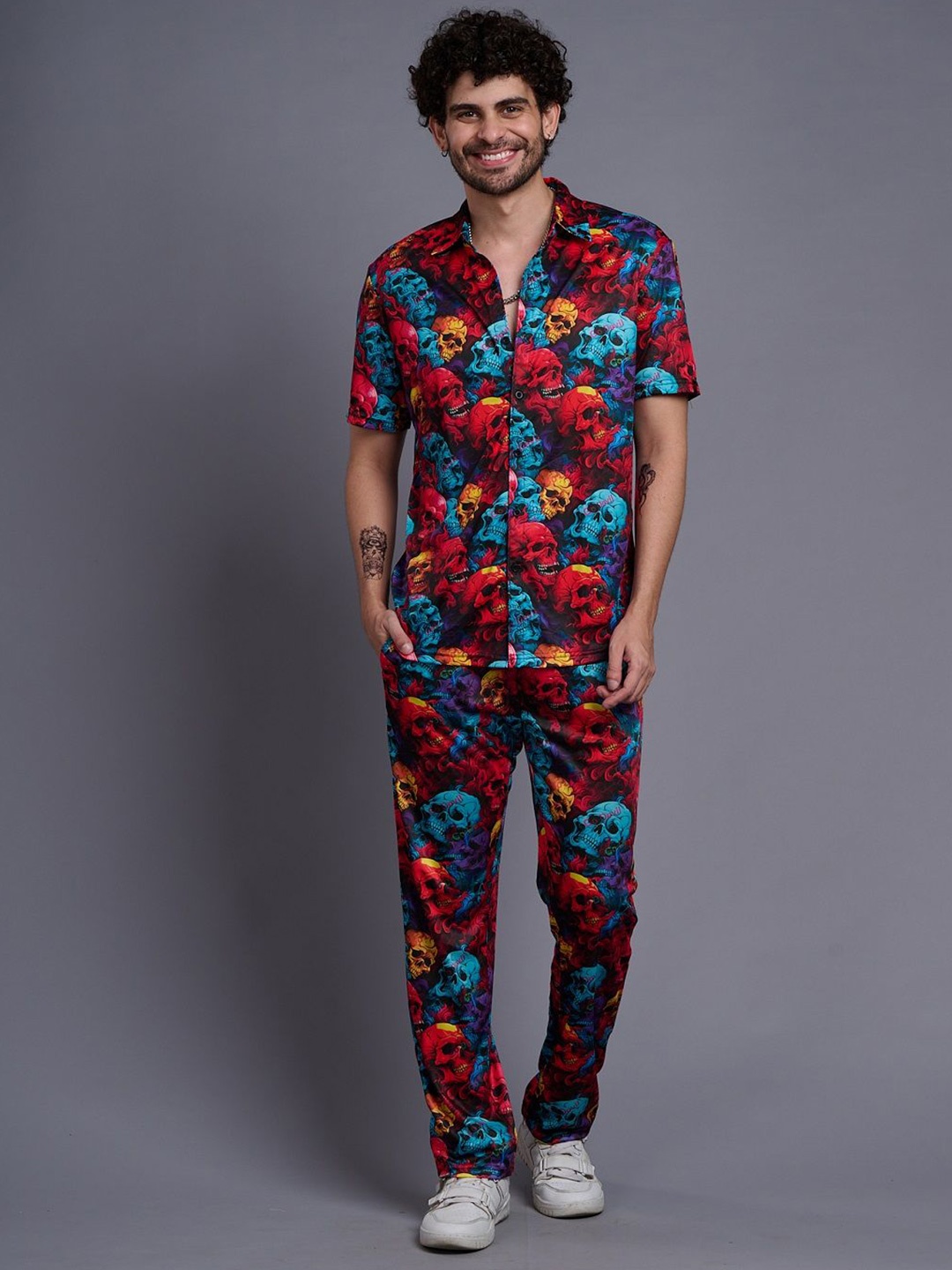 

GO DEVIL Conversational Printed Shirt With Trousers, Red