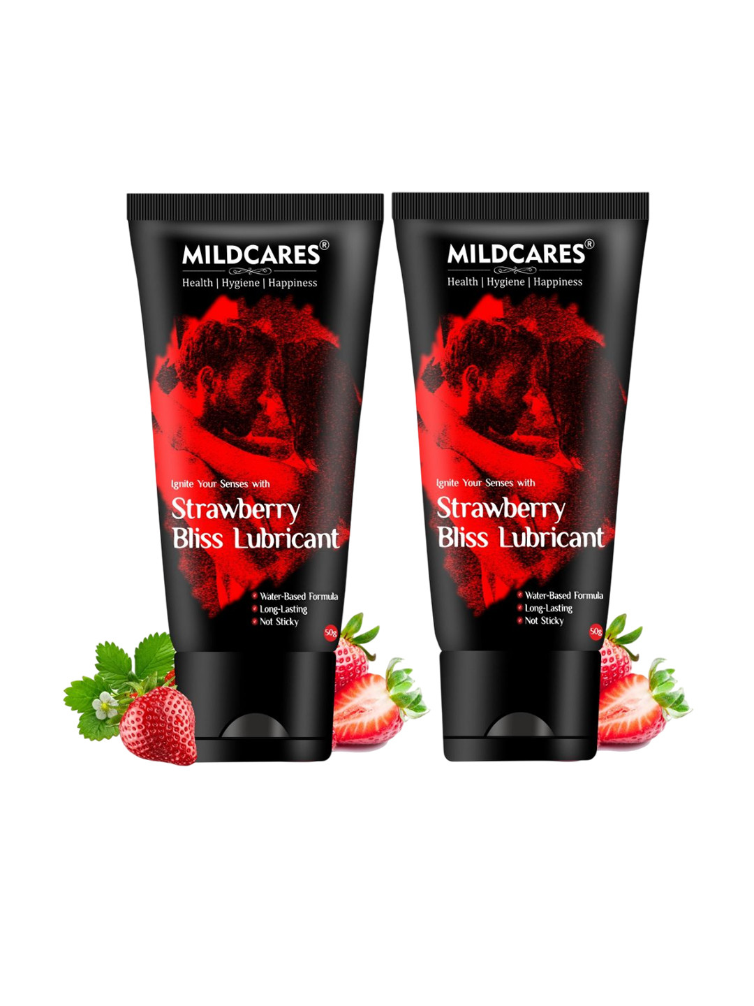

MILDCARES Set Of 2 Long Lasting Strawberry Bliss Lubricants - 50 g Each, Black