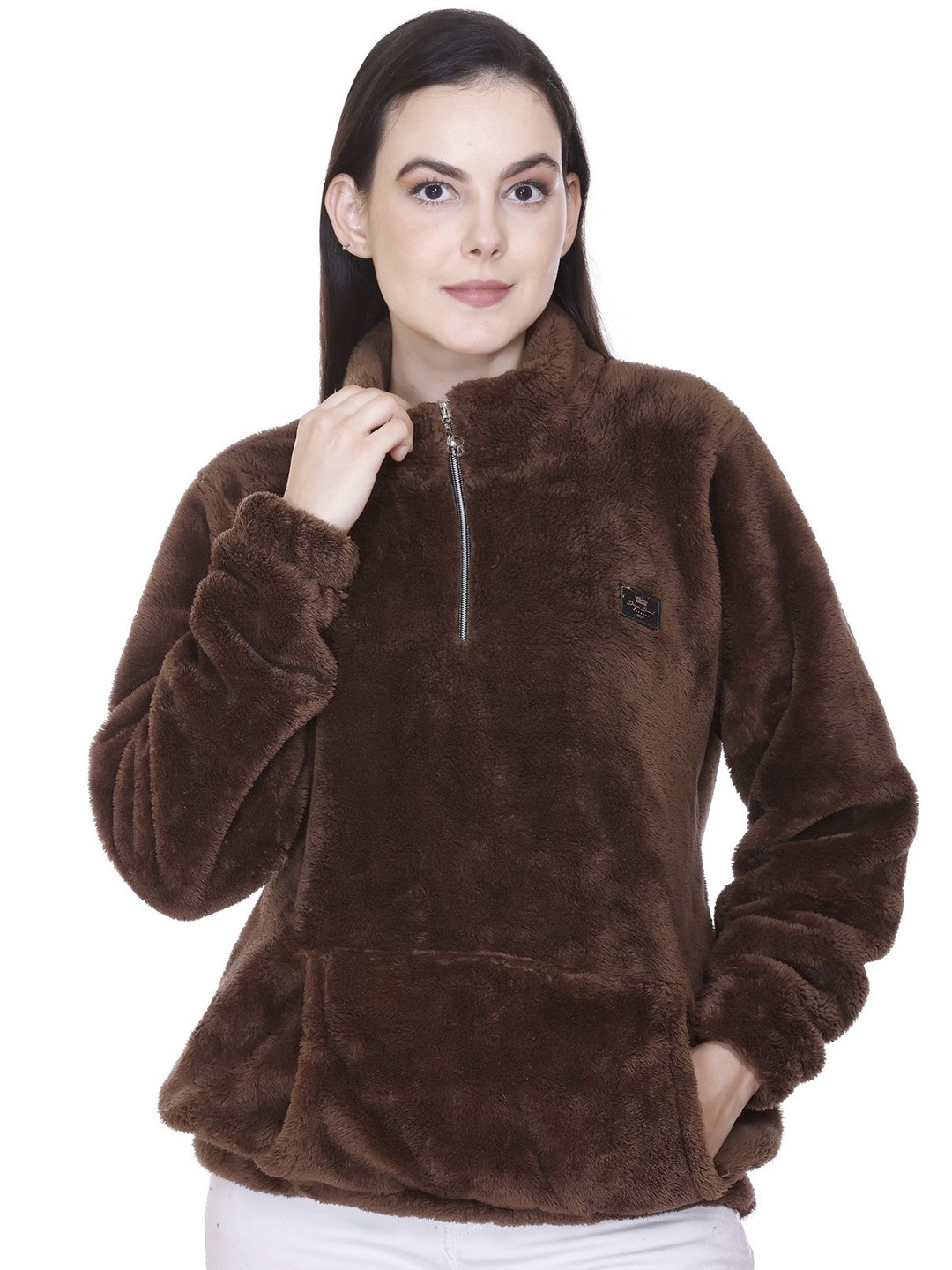 

Looks United Women Turtle Neck Sweatshirt, Coffee brown