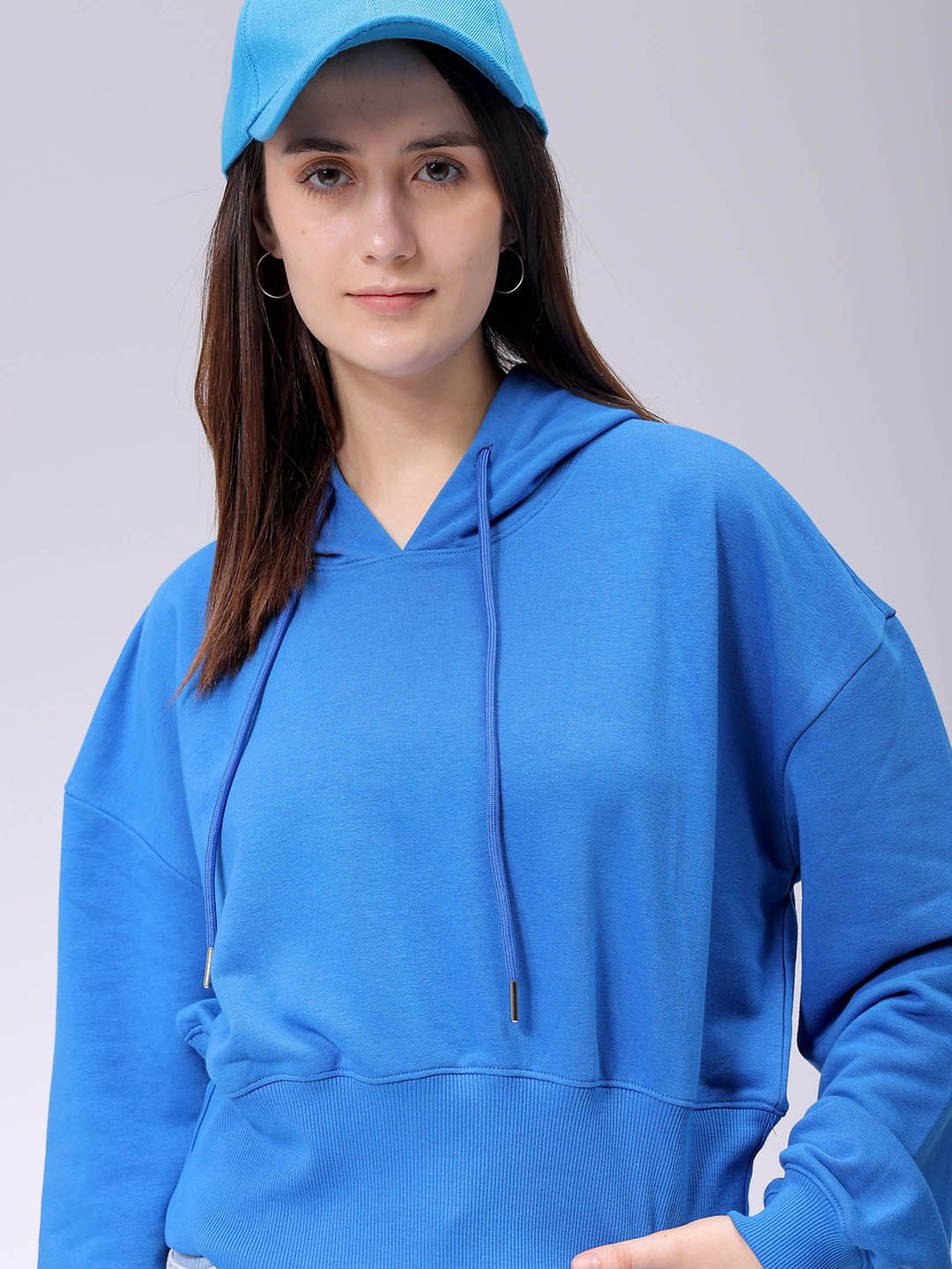 

Freehand by The Indian Garage Co Women Hooded Long Sleeves Sweatshirt, Blue