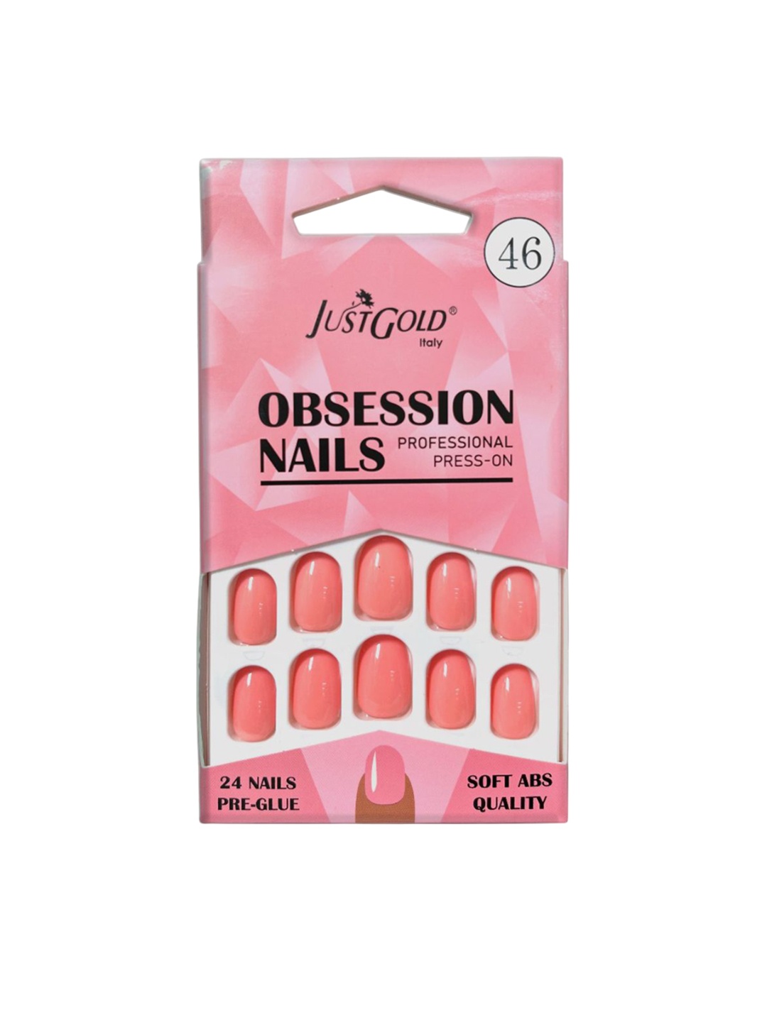 

JUSTGOLD Set Of 24 Professional Obsession Press On Pre Glued Nails - Shade 46, Pink