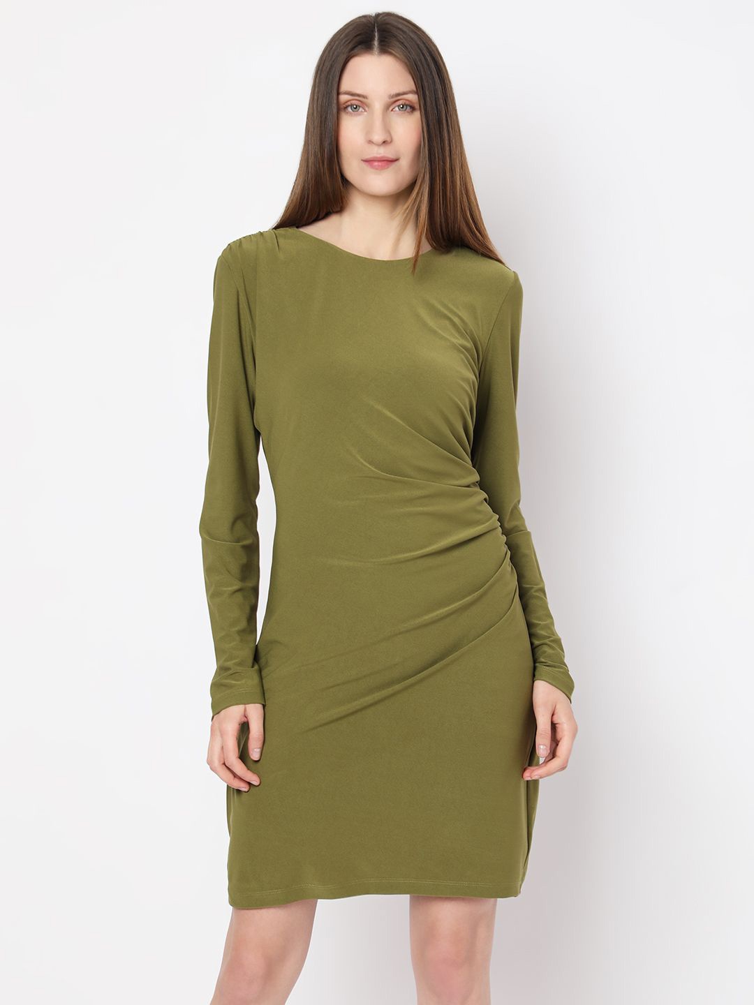 

Vero Moda Women Round Neck Sheath Dress, Green