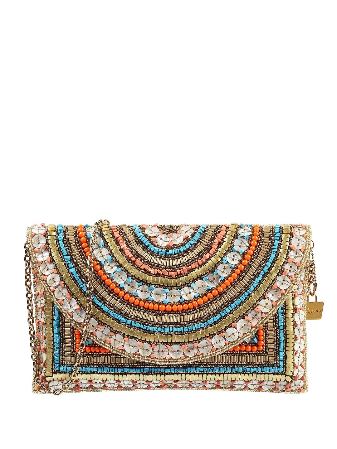 

Cheemo Embellished Envelope Clutch, Beige