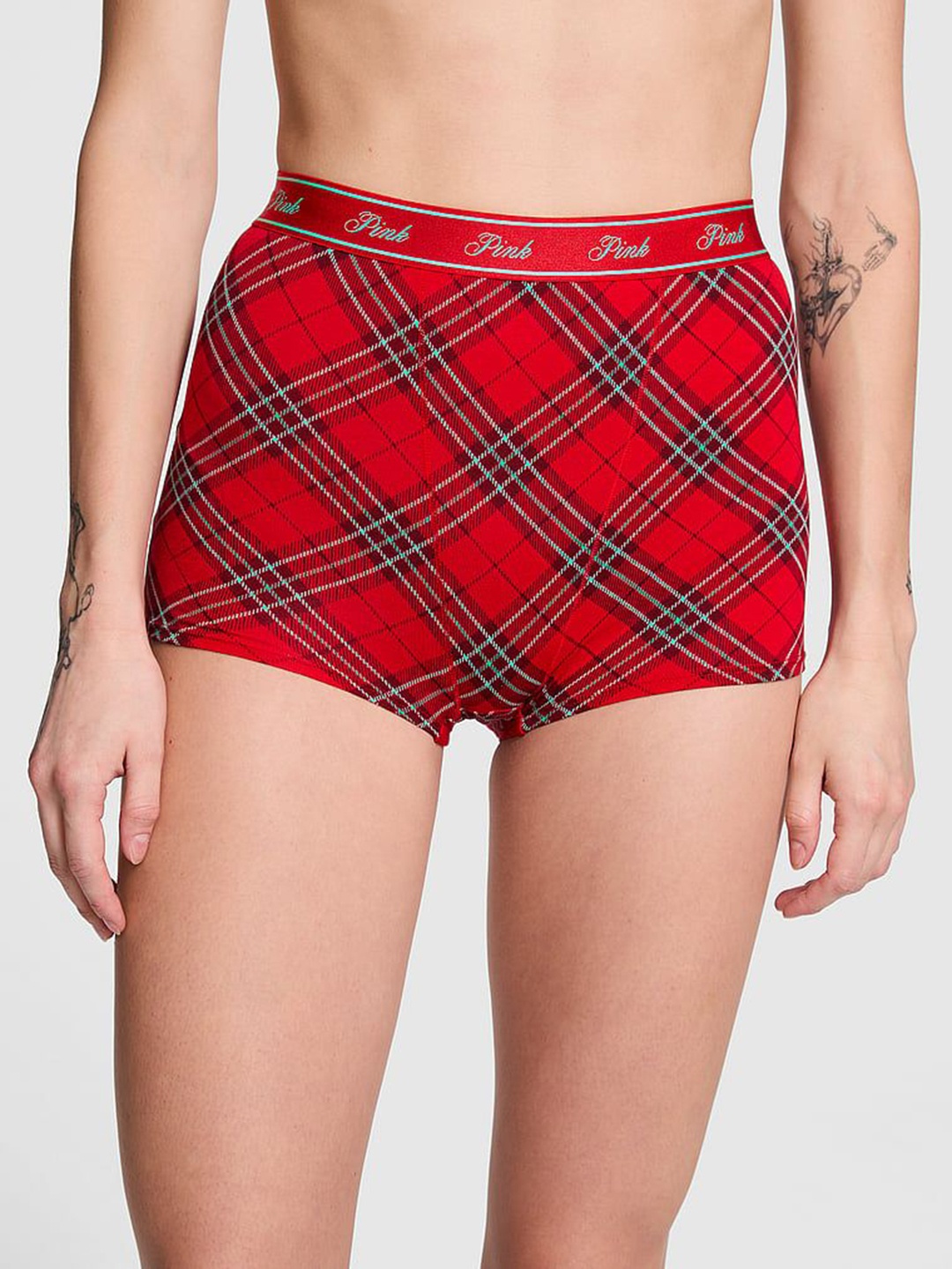 

Victoria's Secret Women Checked High-Waist Briefs, Red