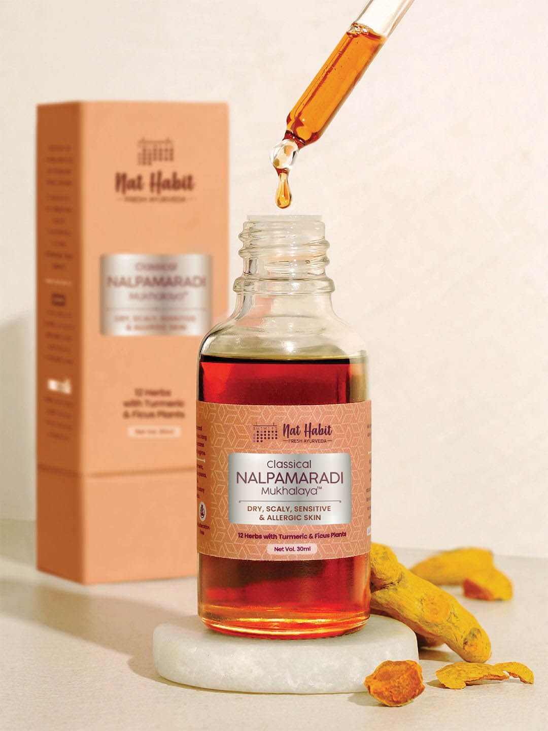

Nat Habit Classical Nalpamaradi Mukhalaya Oil with 12 Herbs - 30ml, Red