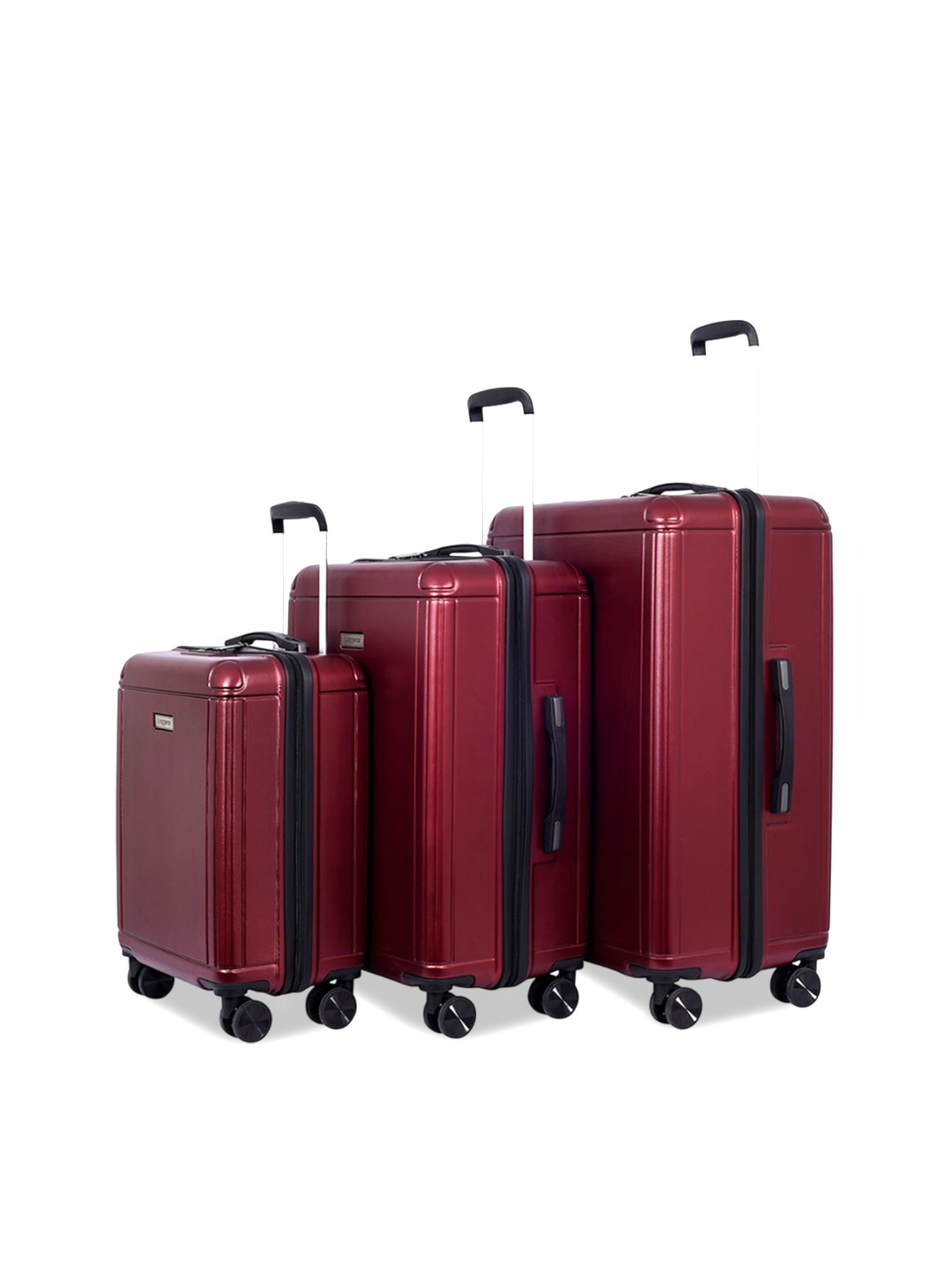 

Luggero Unisex Set Of 3 Hard-Sided Trolley Set, Red