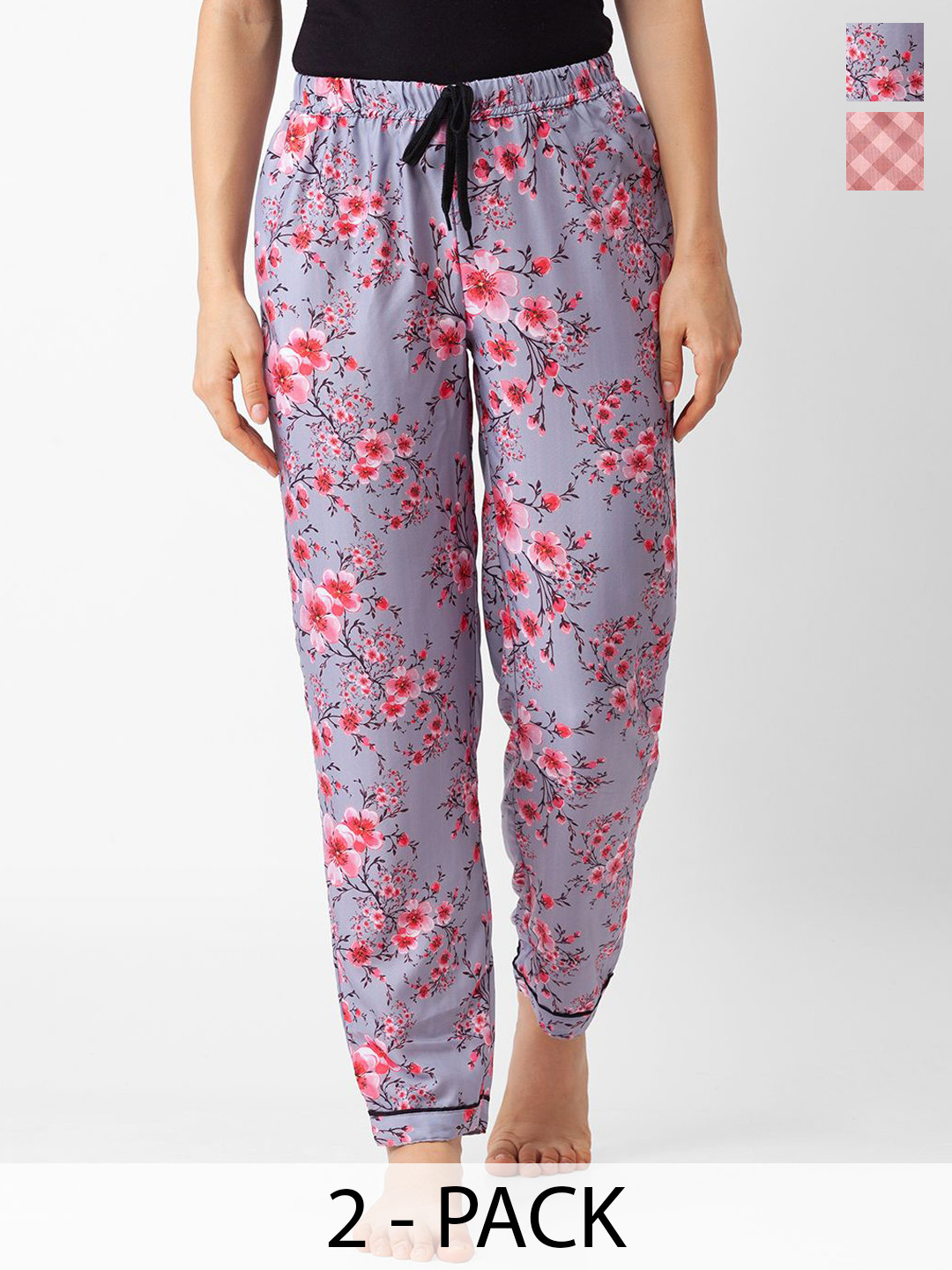

FashionRack Women Pack Of 2 Printed Straight Lounge Pants, Purple