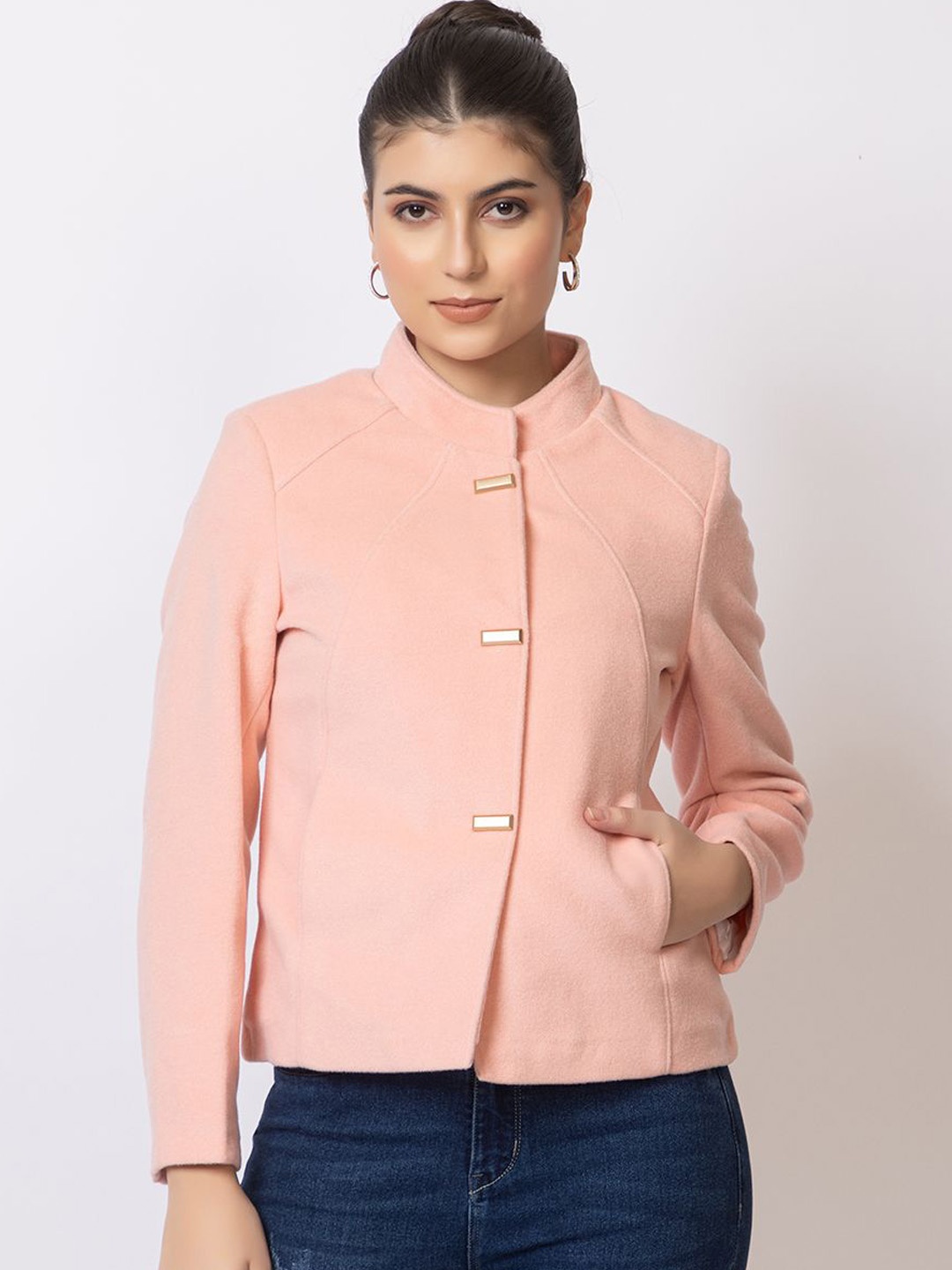 

Navsha Woollen Tailored Jacket, Pink