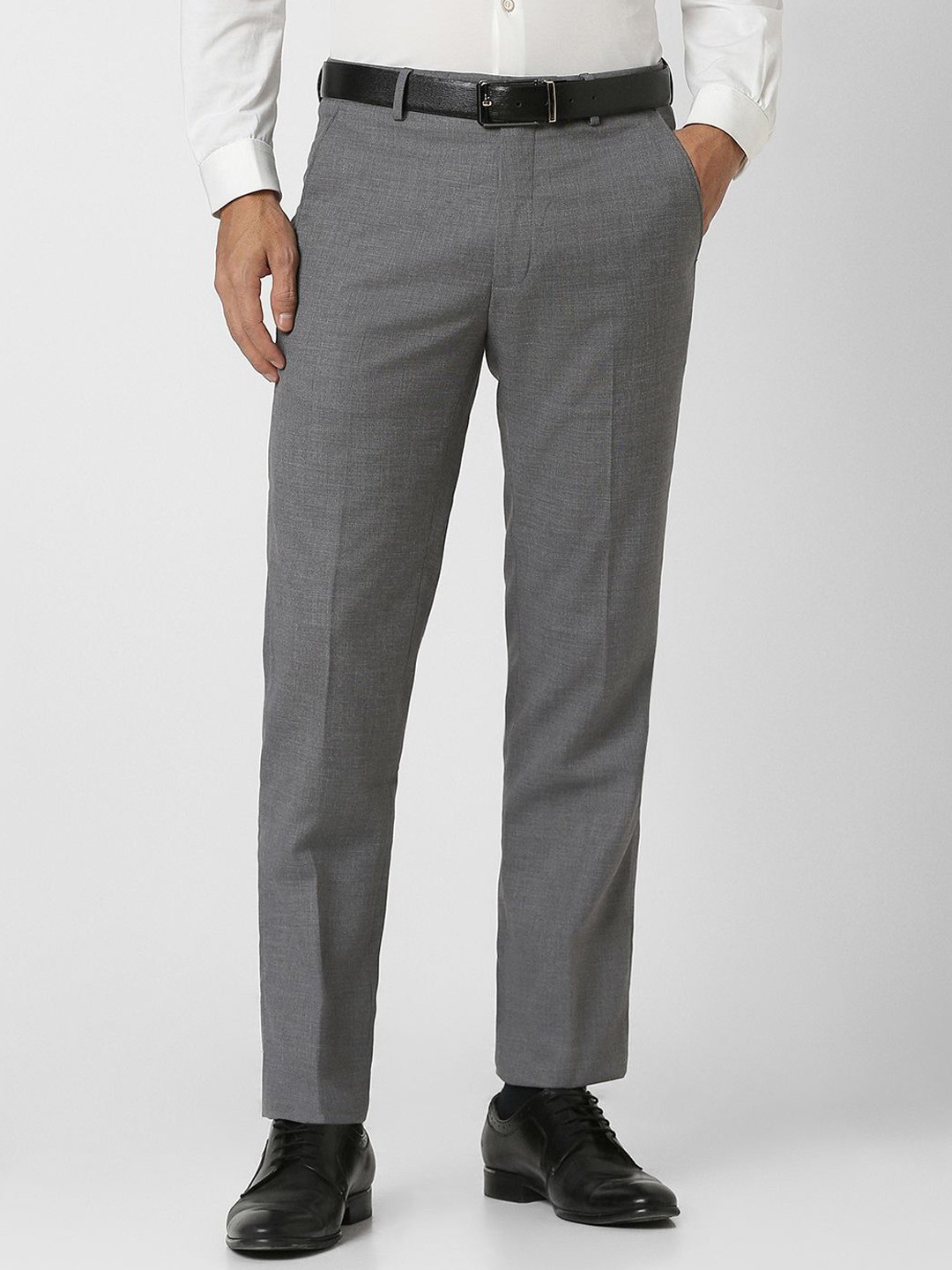 

Van Heusen Men Slim Fit Mid-Rise Formal Trousers, Grey