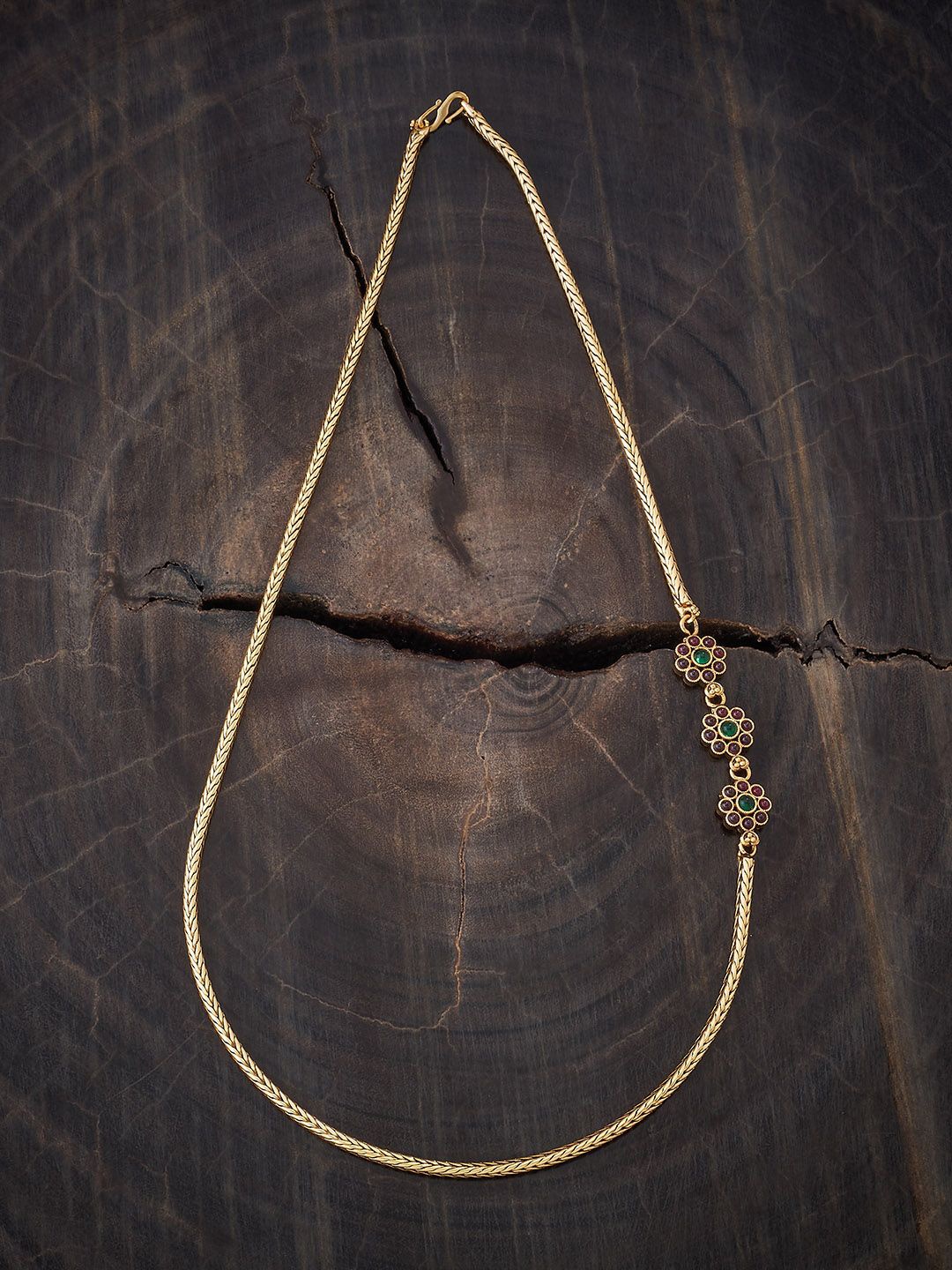 

Kushal's Fashion Jewellery Gold-Plated Stones Studded Antique Necklace