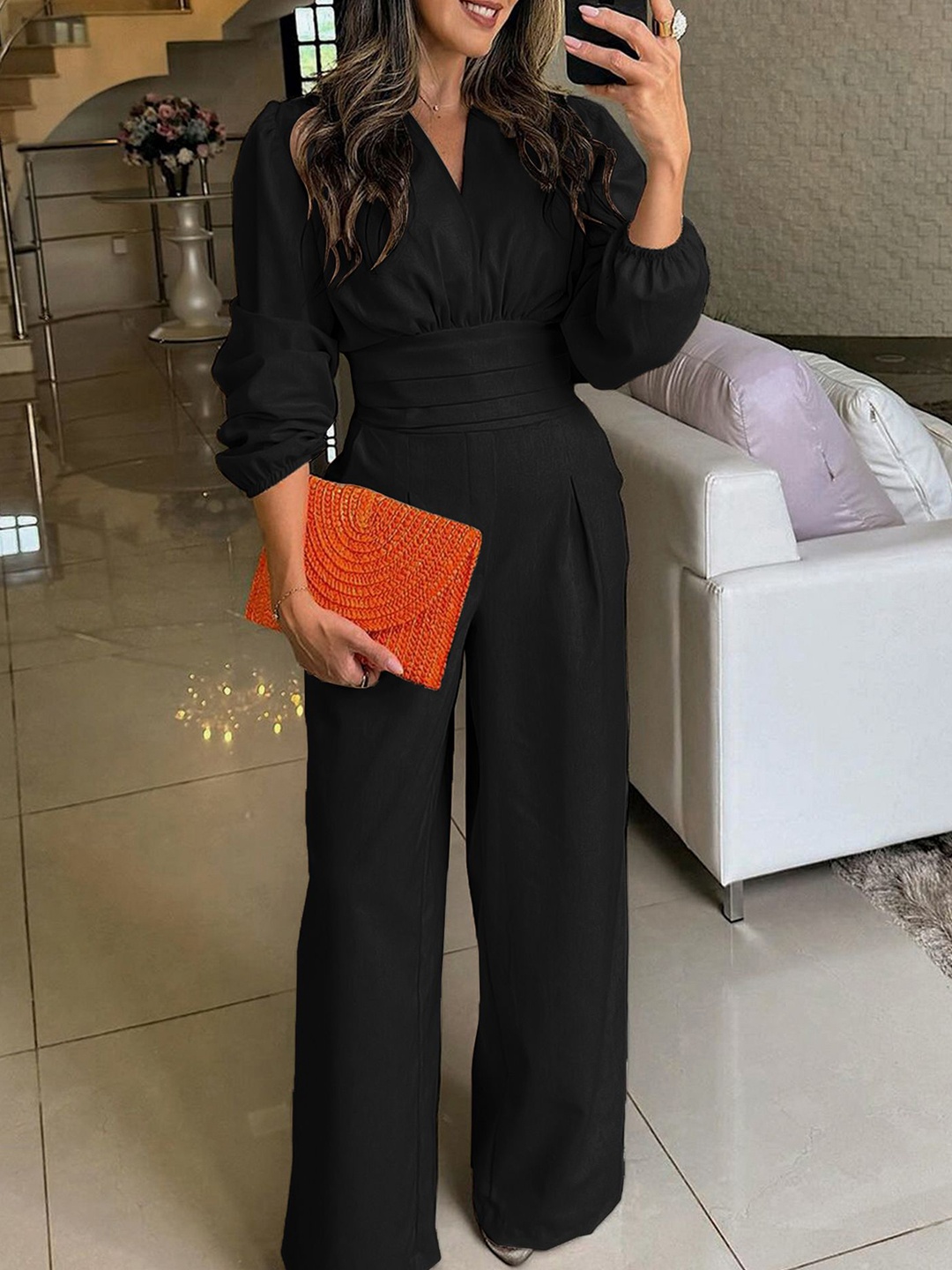 

StyleCast x Revolte Women V-Neck Culotte Jumpsuit, Black