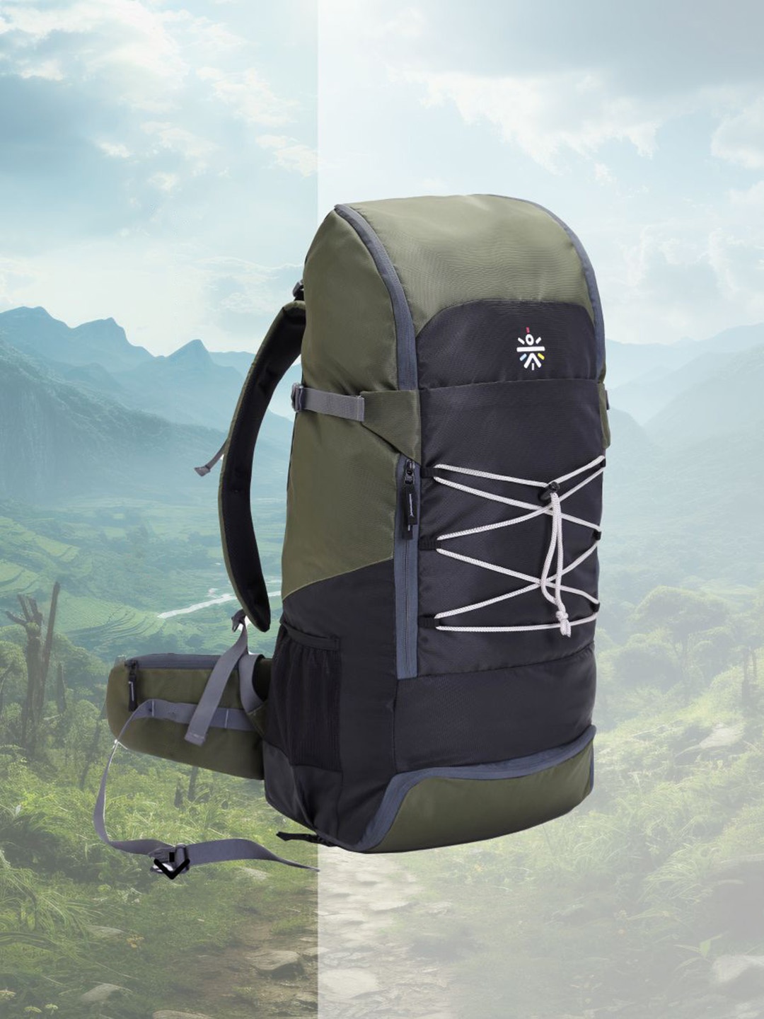 

CULT Color Blocked Travel Rucksack-65L, Green