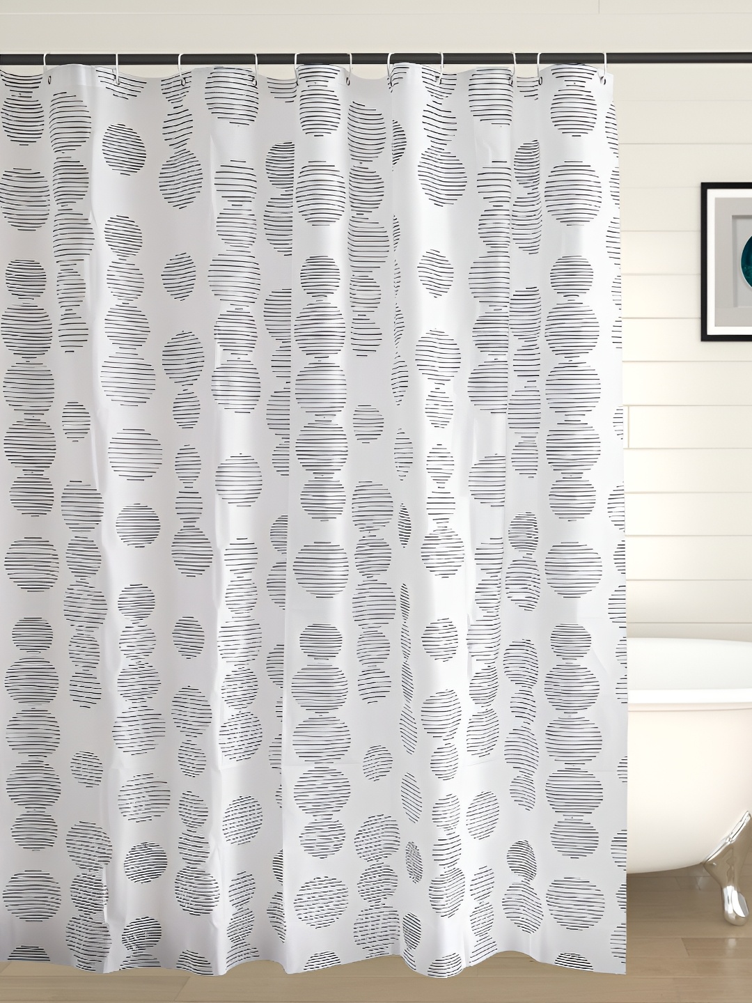 

Home Centre Black & White Printed Water Repellent Shower Curtains