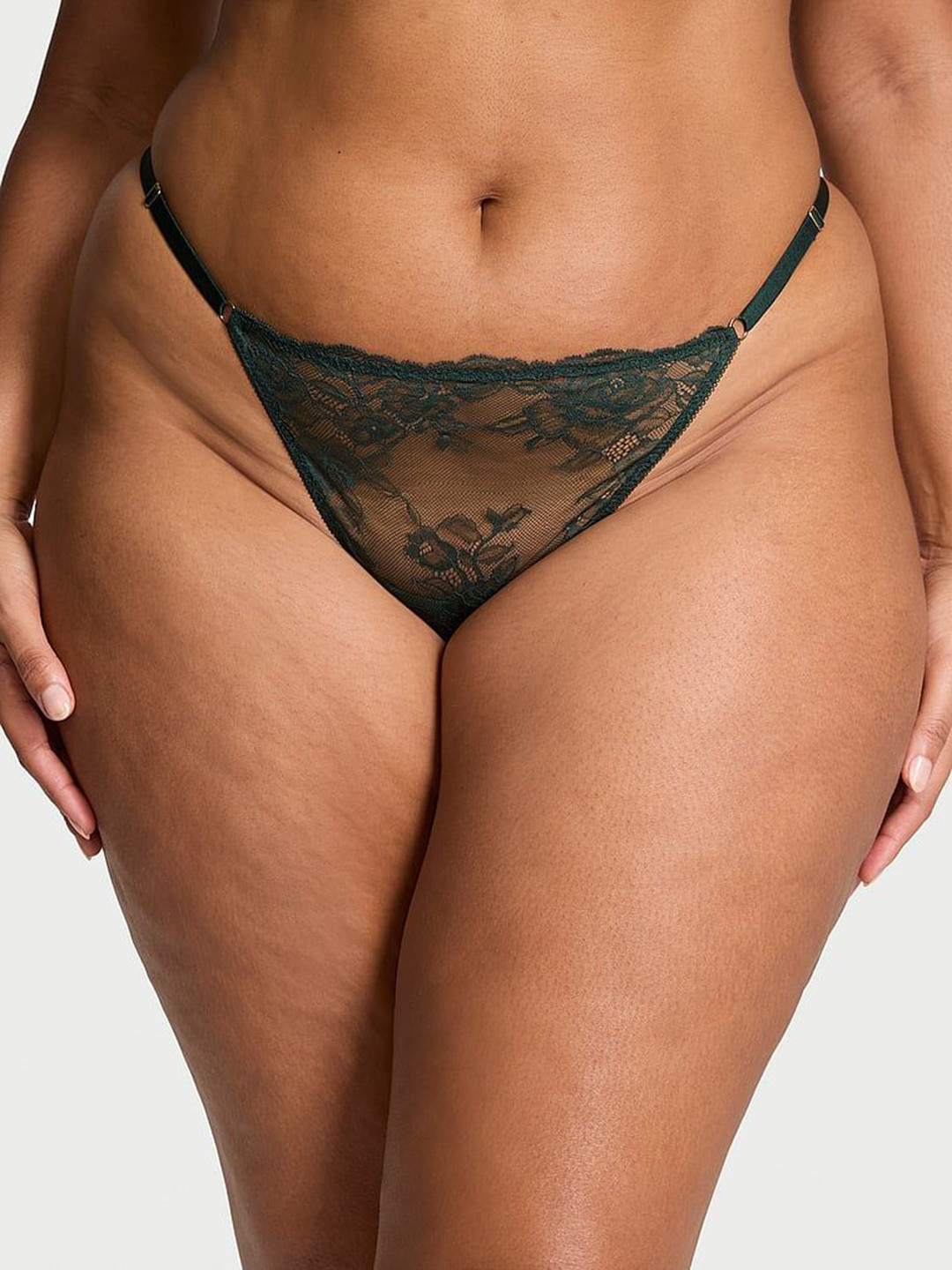 

Victoria's Secret Women Self-Designed Lace Adjustable V-String Briefs, Green
