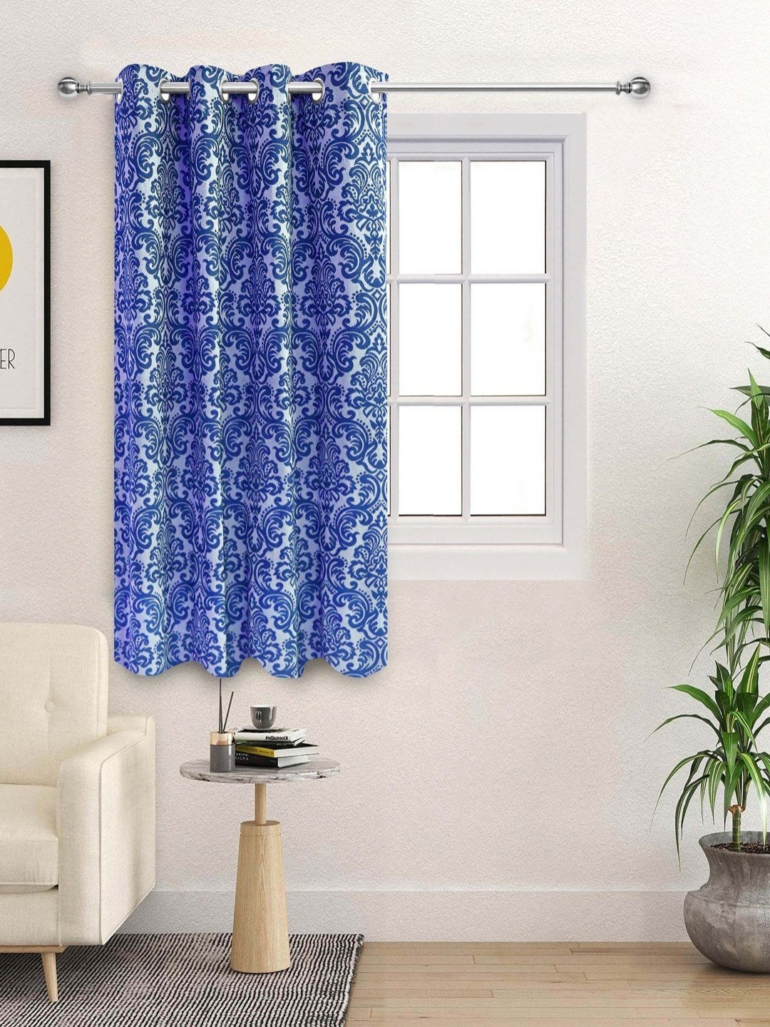 

Saral Home Blue & White Floral Room Darkening Window Curtain