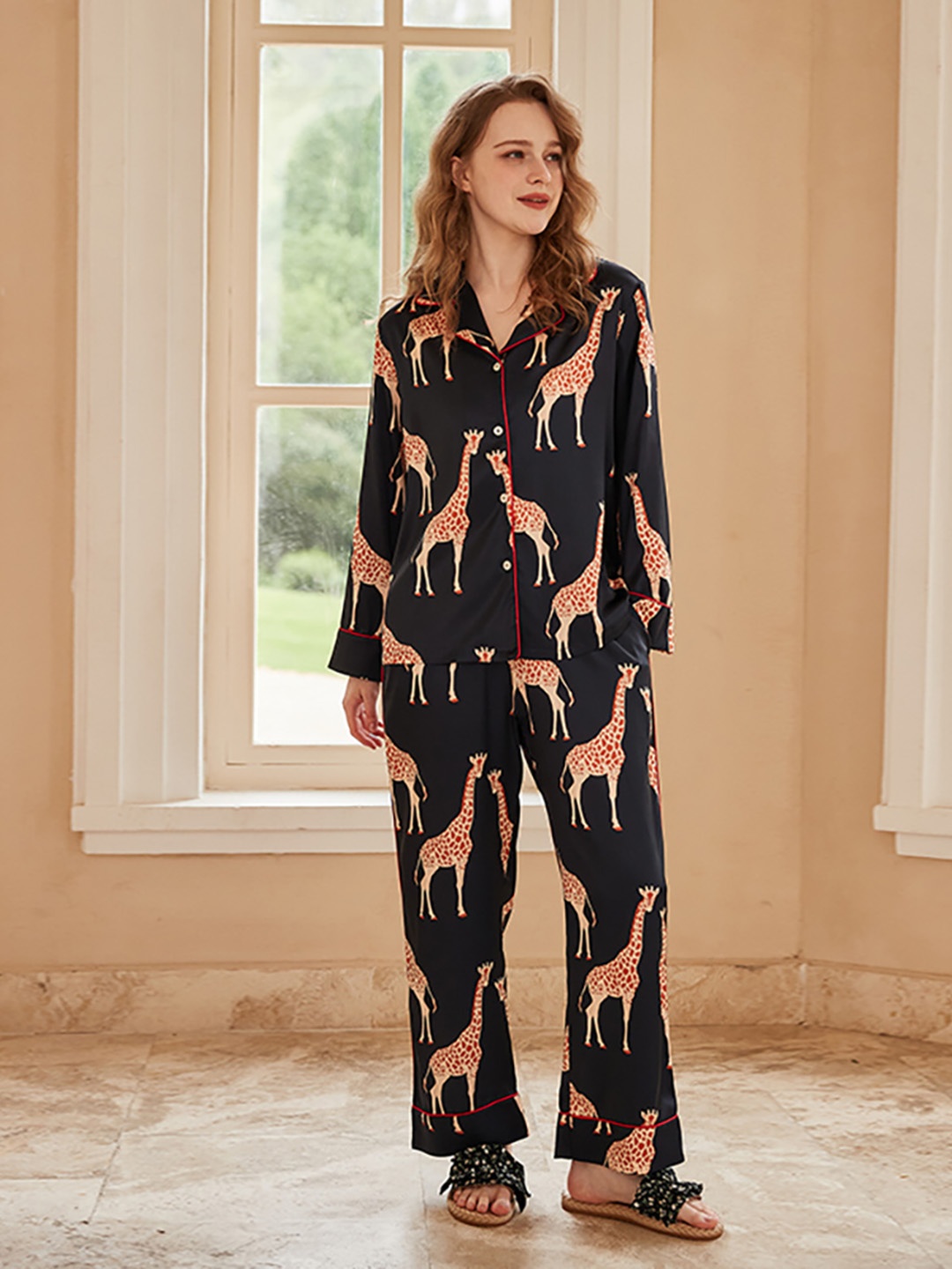 

JC Collection Women Printed Night suit, Black