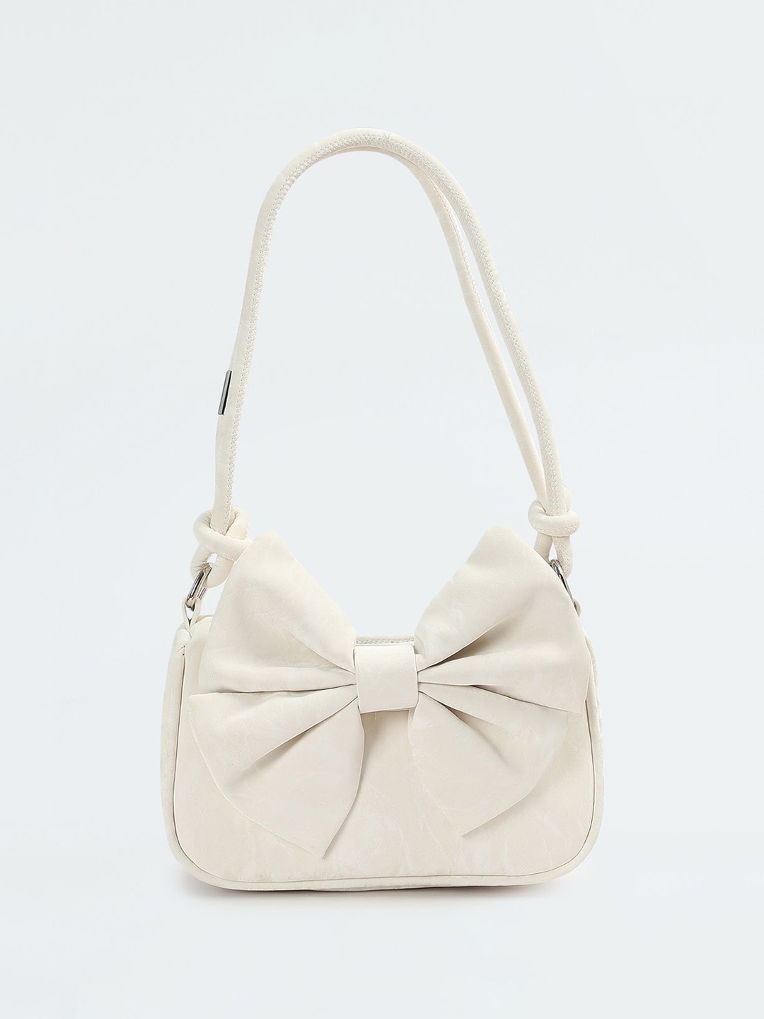 

max PU Structured Shoulder Bag with Bow Detail, Beige