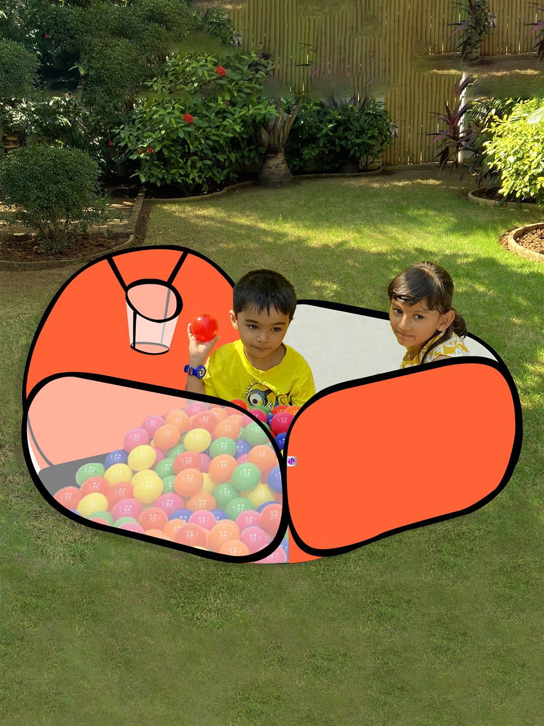 

Silver Shine Kids Foldable Square Ball Pool Play Tent With 20 Balls, Orange