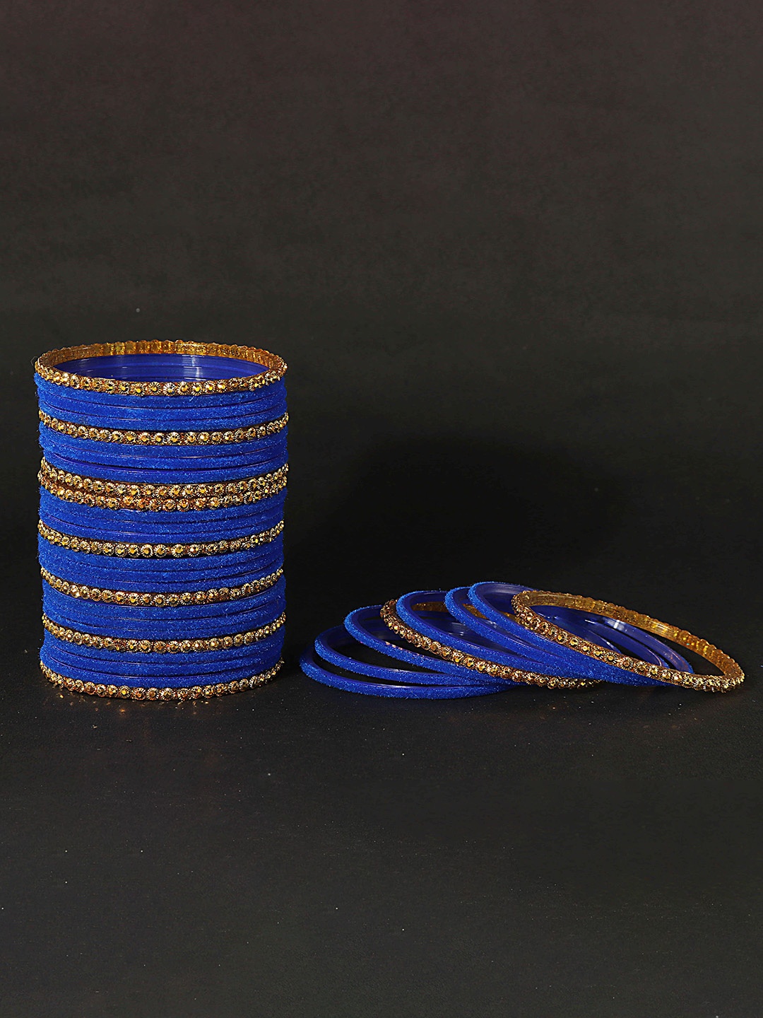 

NMII Set Of 34 Stones-Studded Bangles, Gold