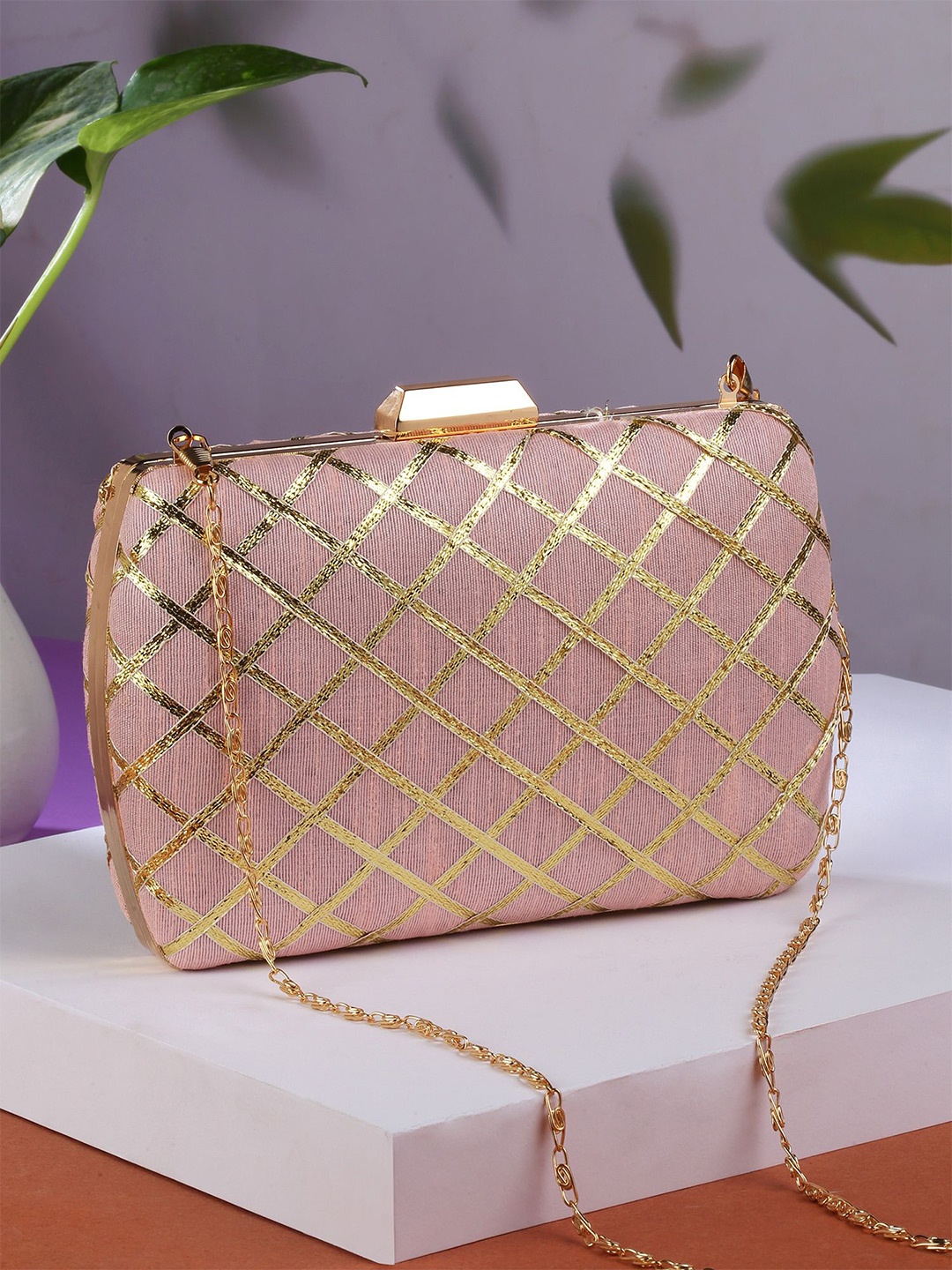 

Bohey by KARATCART Embroidered Box Clutch, Pink