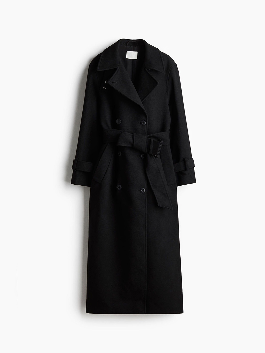 

H&M Belted Maxi Coat, Black