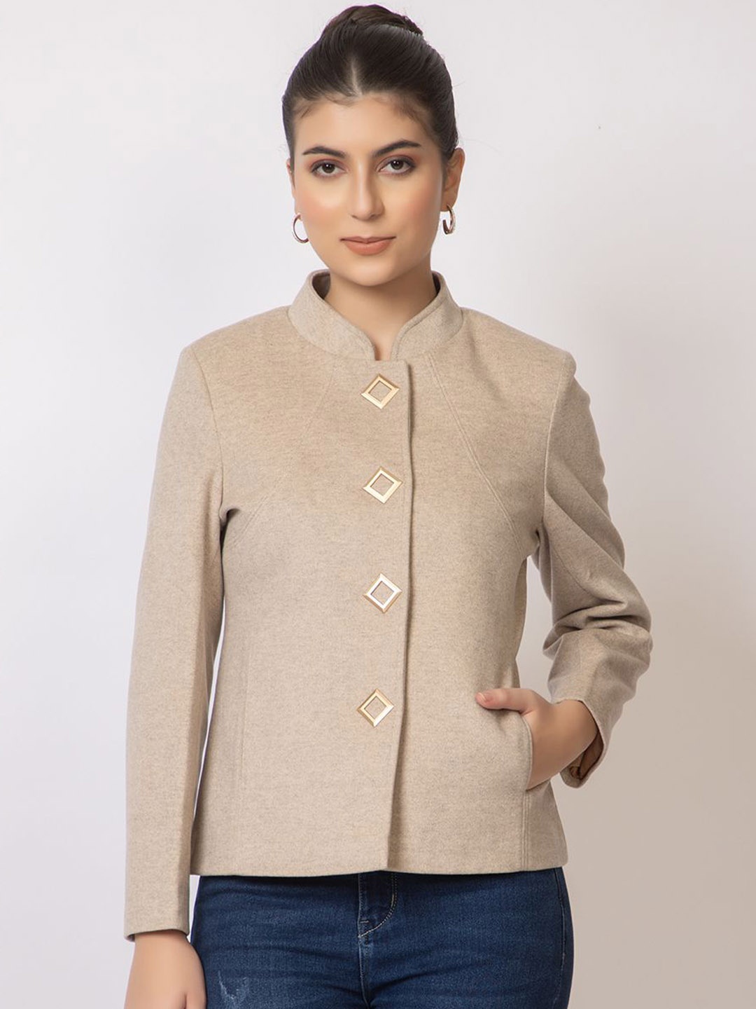 

Navsha Single-Breasted Overcoat, Beige