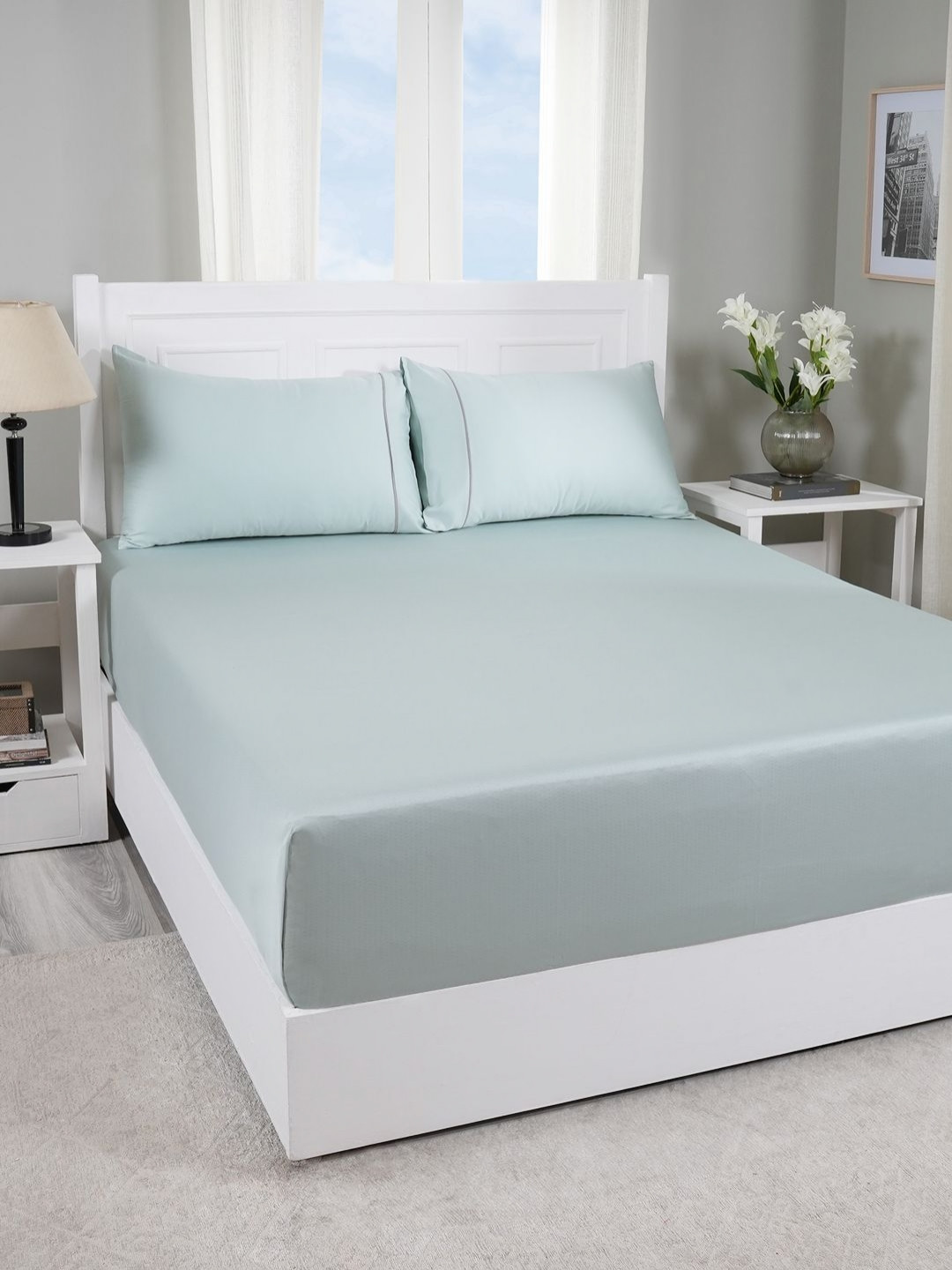 

MASPAR Green 300 TC Cotton Double King Bedsheet Set 2.75 m x 2.75 m