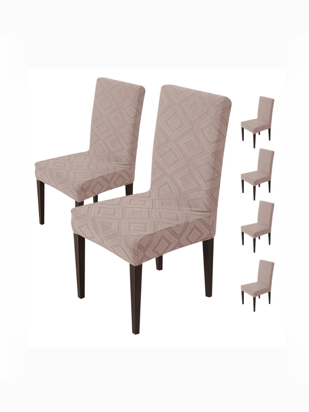 

HOUSE OF QUIRK Set Of 6 Pink Textured Chair Covers