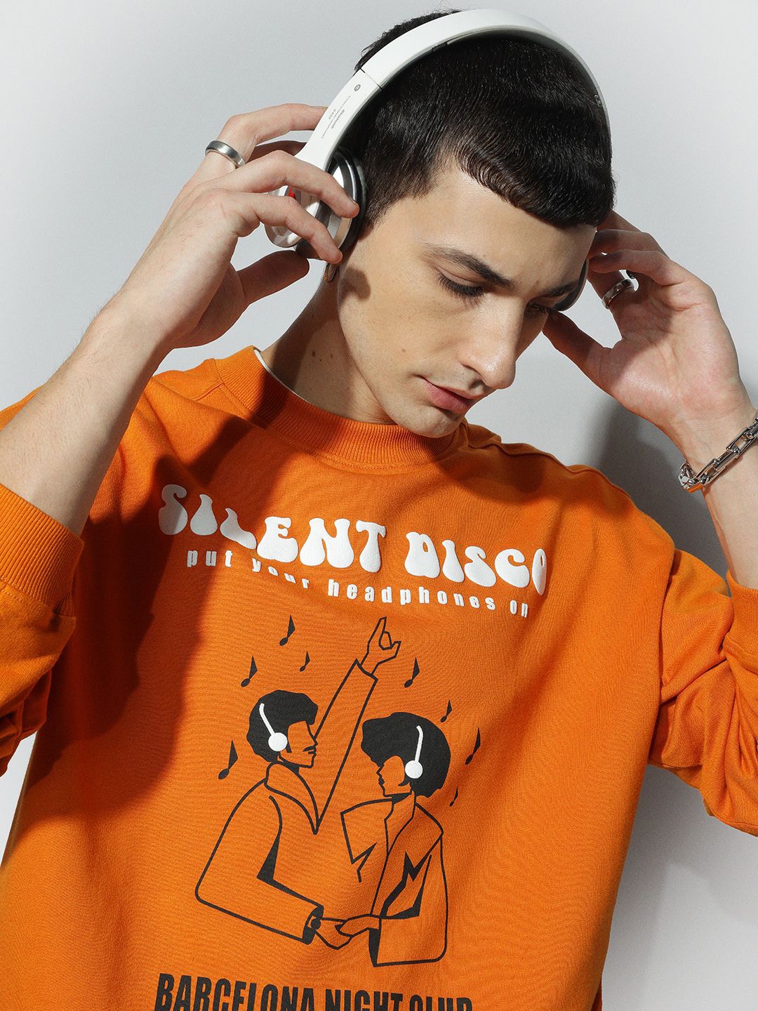 

H&M Relaxed Fit Printed Sweatshirt, Orange