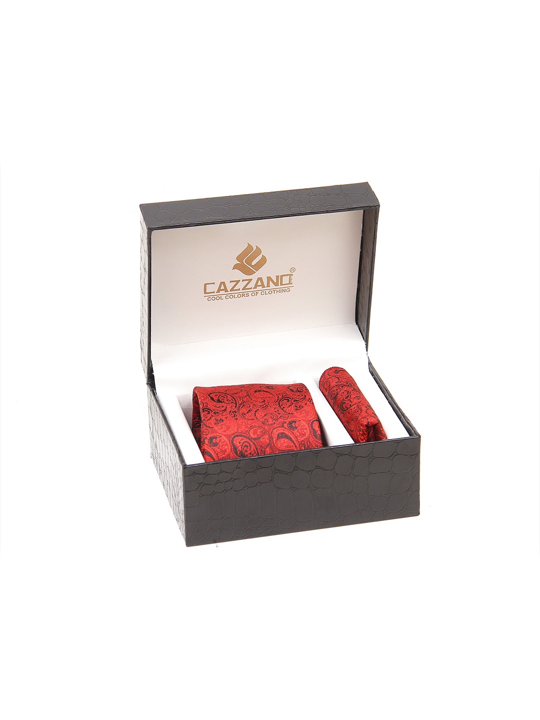 

Cazzano Men Accessory Gift Set of Tie and Pocket Square, Red