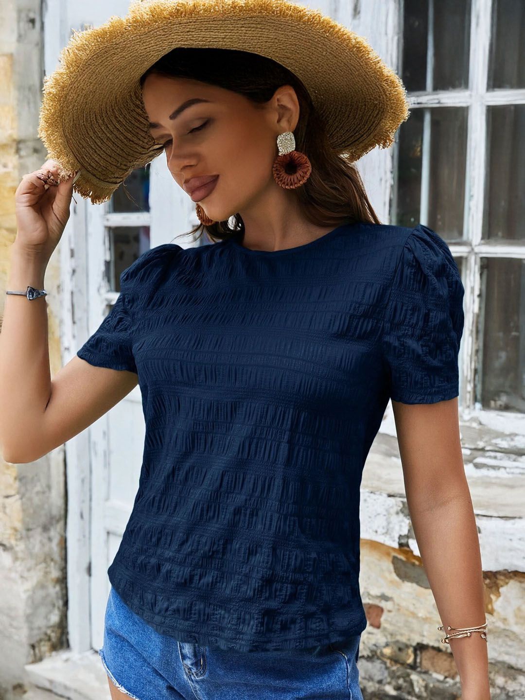 

StyleCast Women Self Design Top, Blue