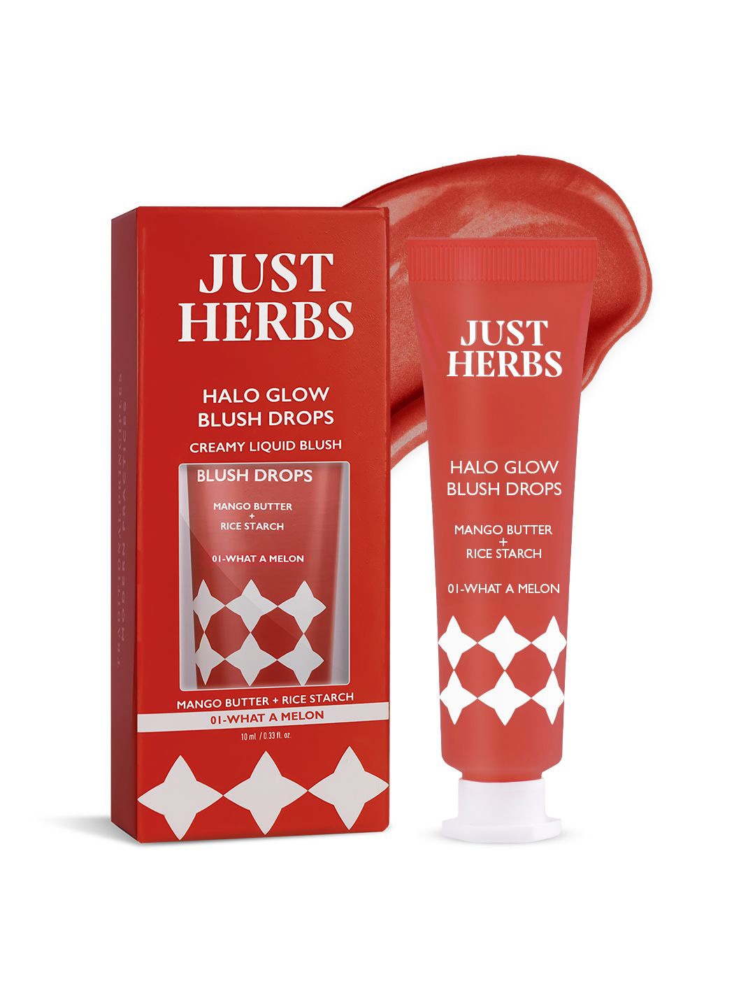 

Just Herbs Halo Glow Blush Drops with Mango Butter & Rice Starch 10ml - What A Melon 01, Red