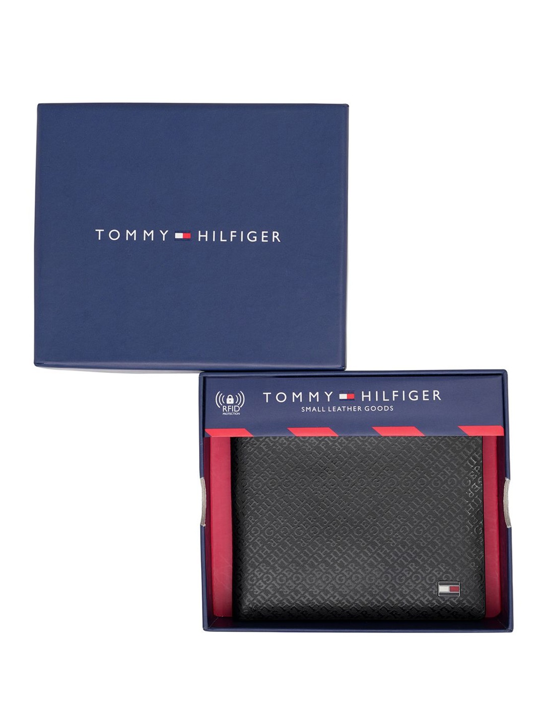

Tommy Hilfiger Men Printed Leather Two Fold Wallet with SIM Card Holder, Black