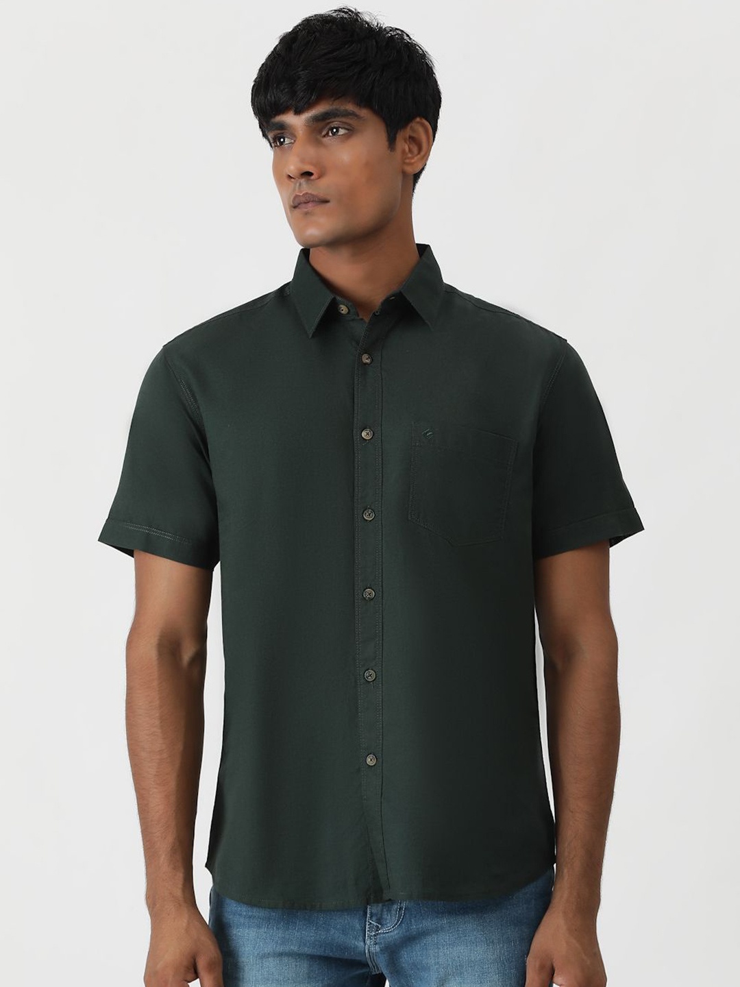 

Greenfibre Men Slim Fit Opaque Casual Shirt, Olive