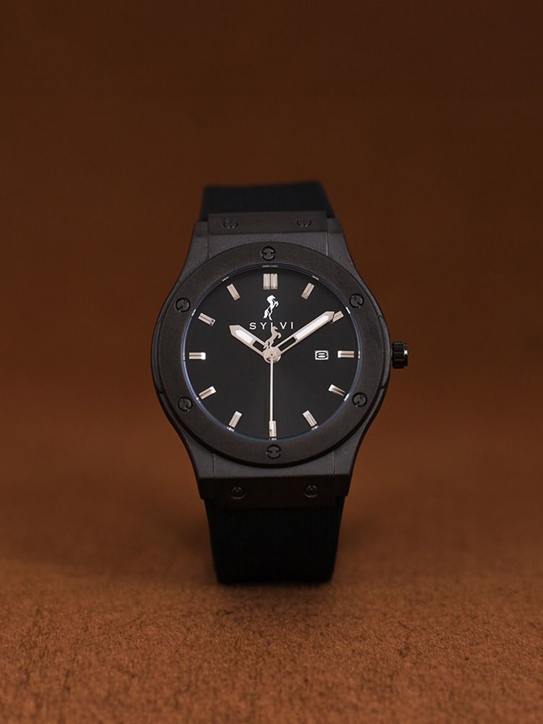 

Sylvi Men Patterned Dial & Straps Analogue Multi Function Watch MTIC-Black-Black