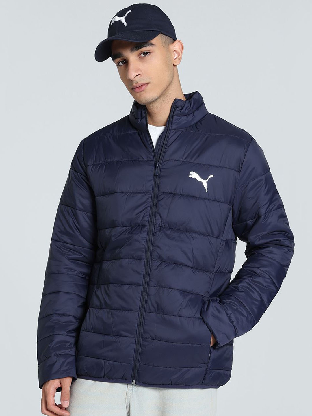 

Puma Pwr Warm Brand Logo Printed Long Sleeve Puffer Jacket, Blue