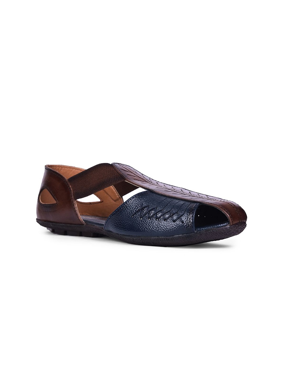 

Liberty Women Leather Textured Slip-On T-Strap Flats, Navy blue