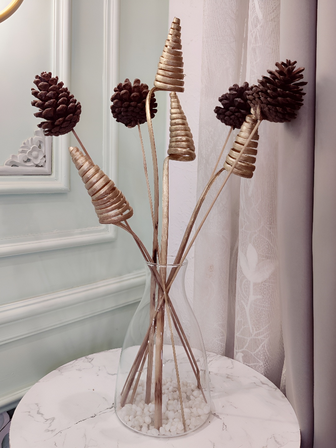 

Myntra Elegant Homes Gold-Toned 1 Bunch Rosmarinus Pine Artificial Flower