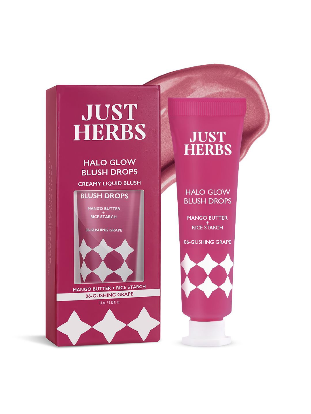 

Just Herbs Halo Glow Blush Drops with Mango Butter & Rice Starch 10ml - Gushing Grape 06, Purple