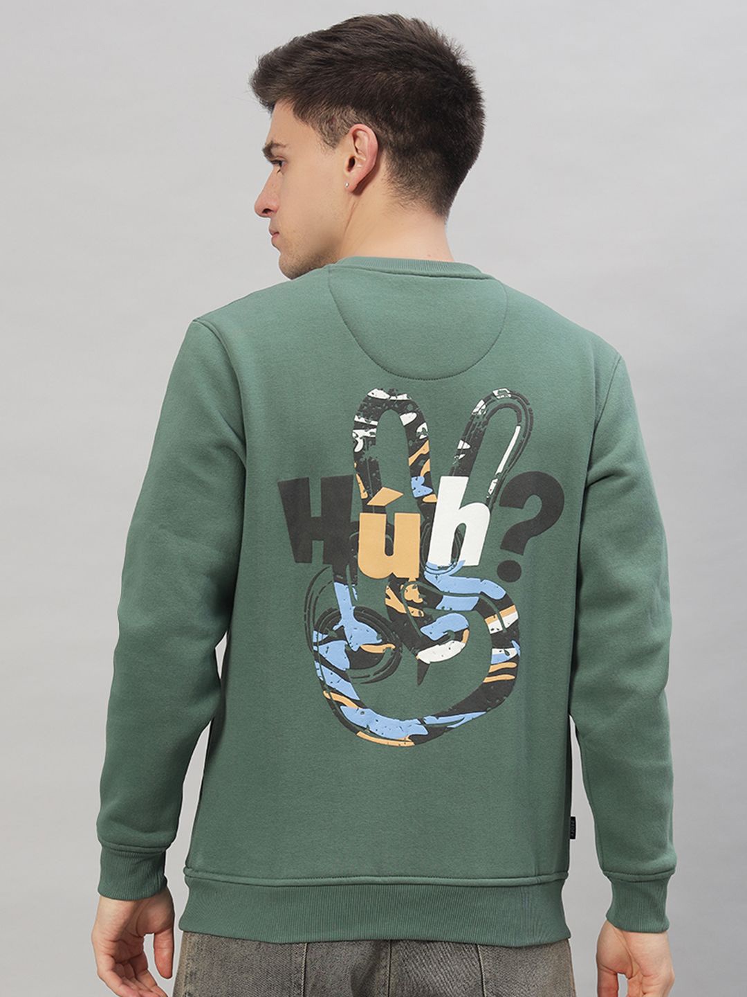 

PROFY Men Printed Long Sleeves Pullover Sweatshirt, Green