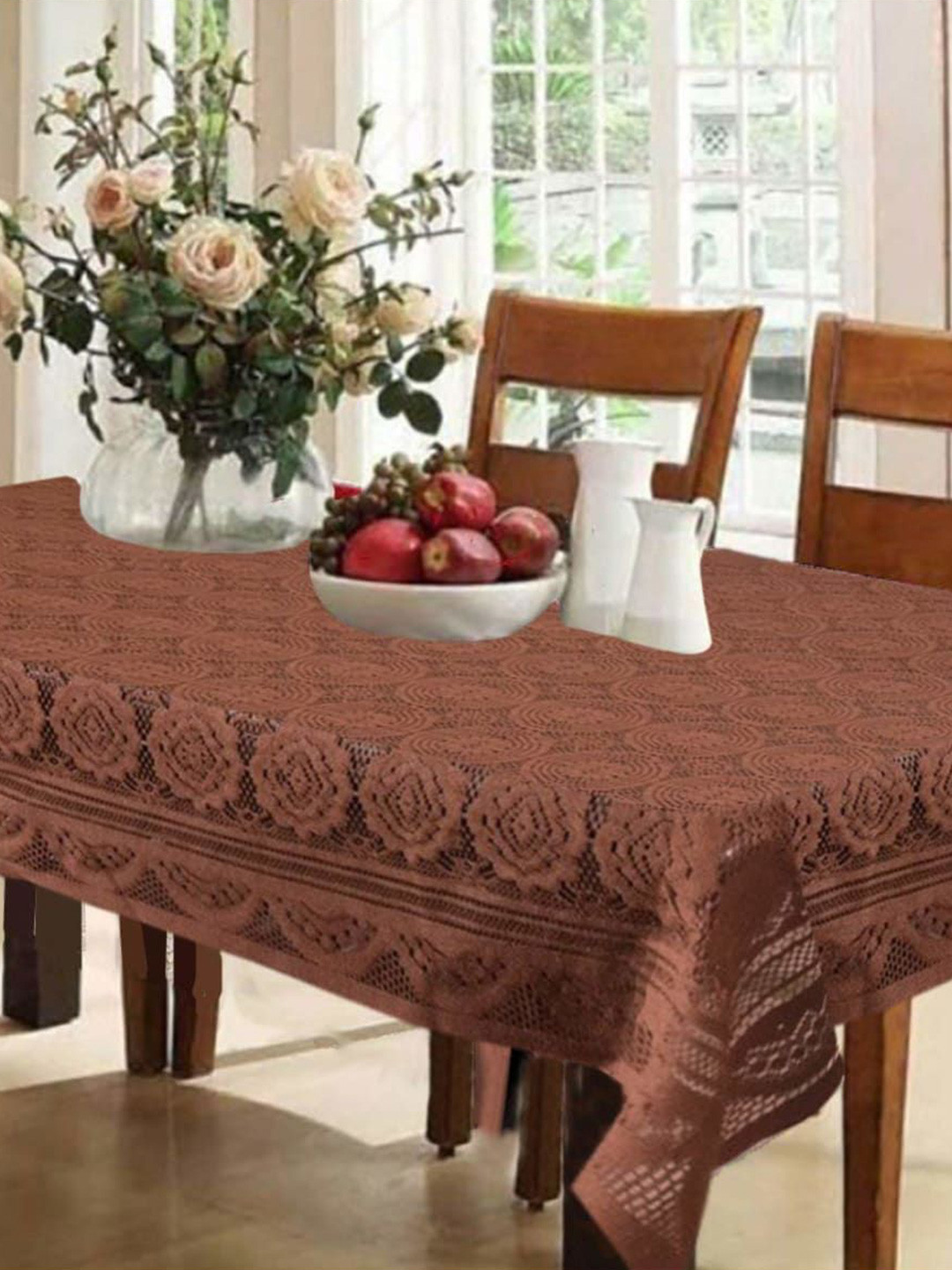 

Kuber Industries Brown Ethnic Motifs Cotton 6-Seater Table Cover
